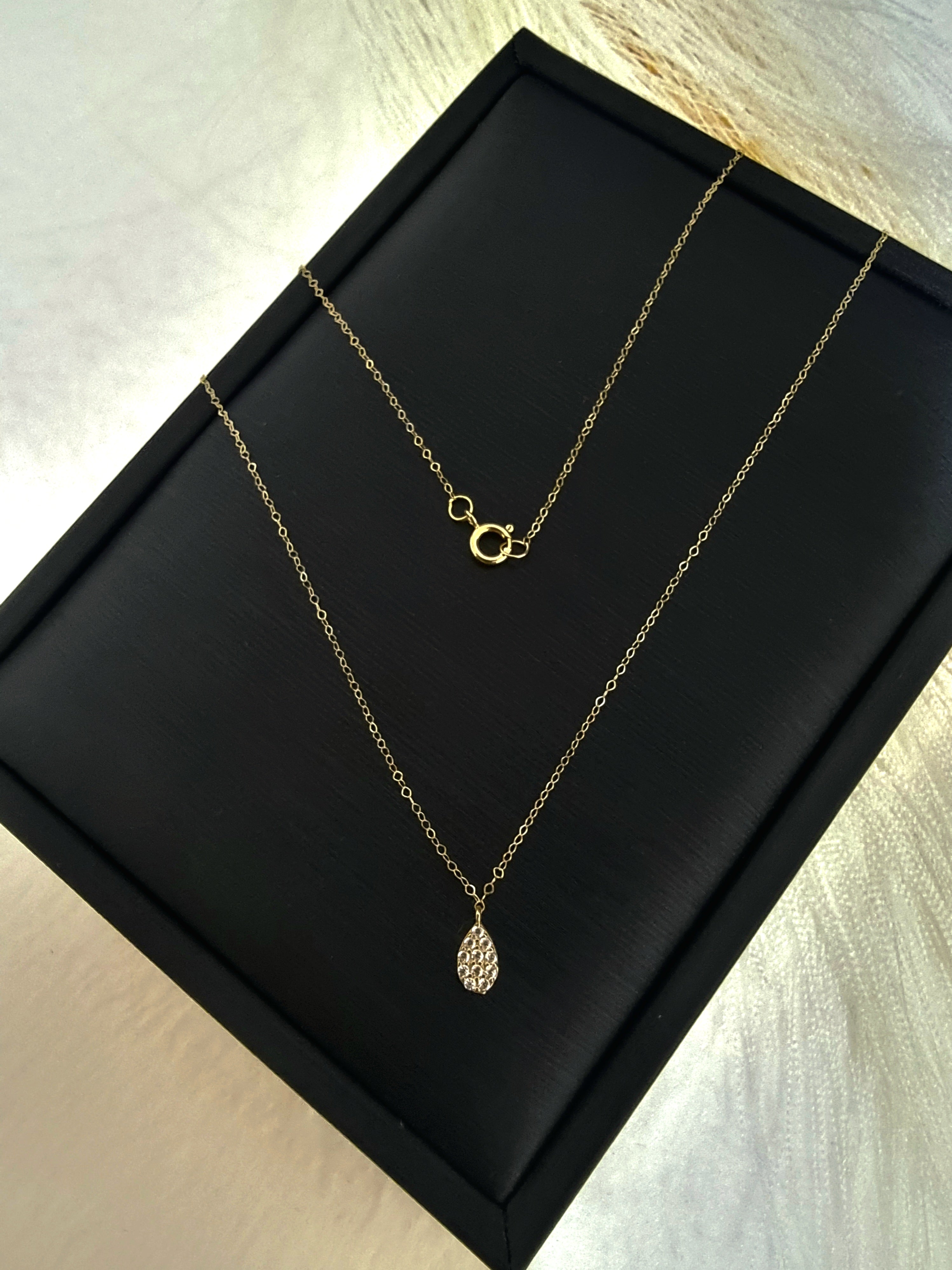 18K Pure Gold Stone Necklace