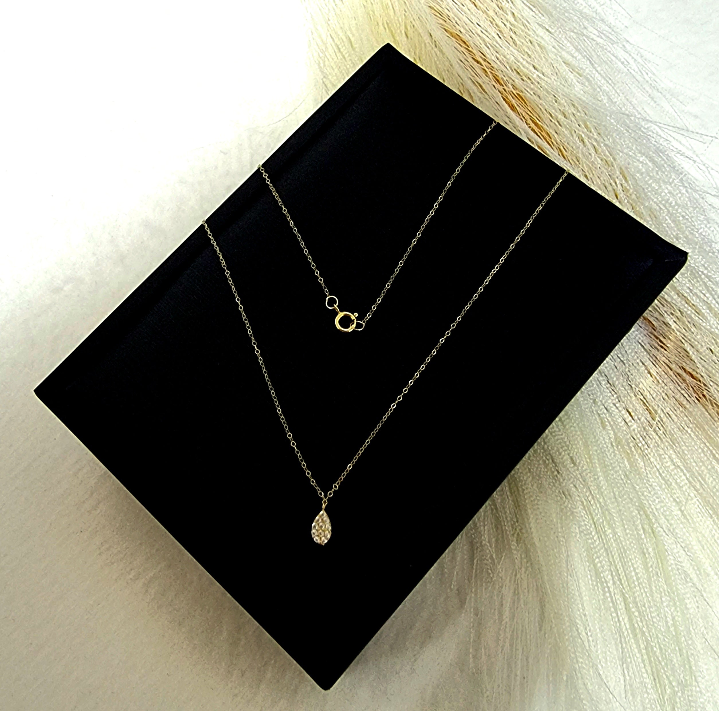 18K Pure Gold Stone Necklace