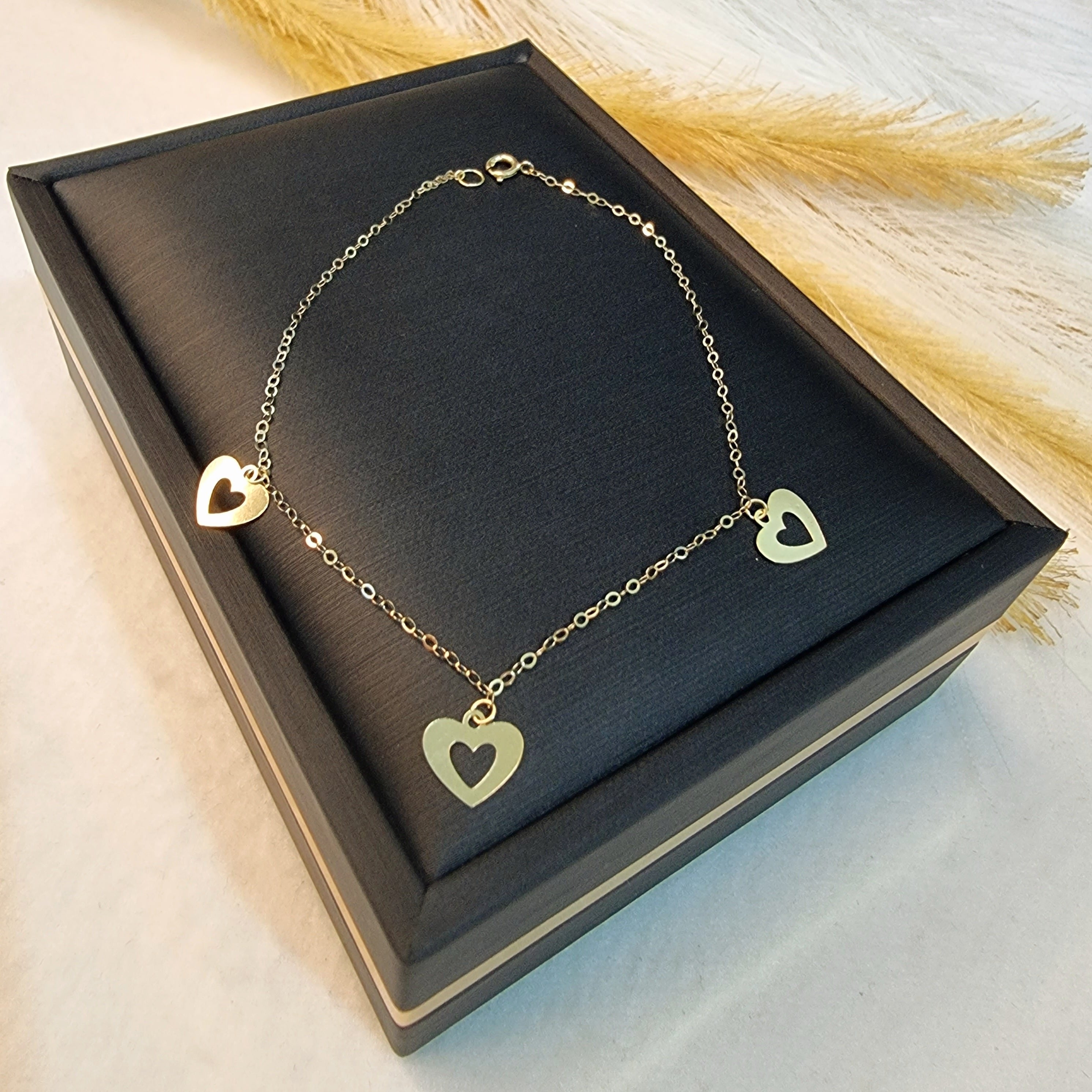 18K Pure Gold Fine Heart Bracelet