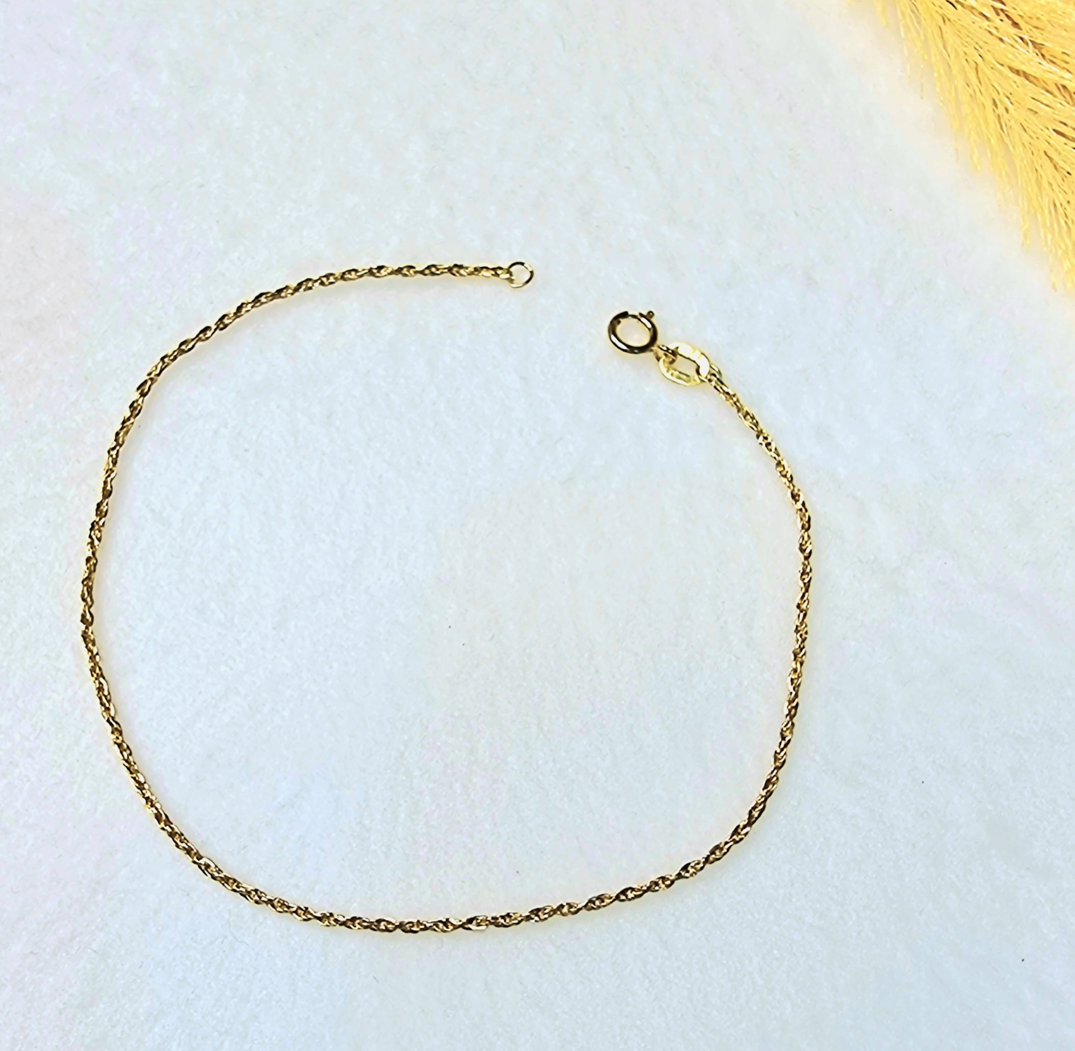 18K Pure Gold Rope Chain Bracelet