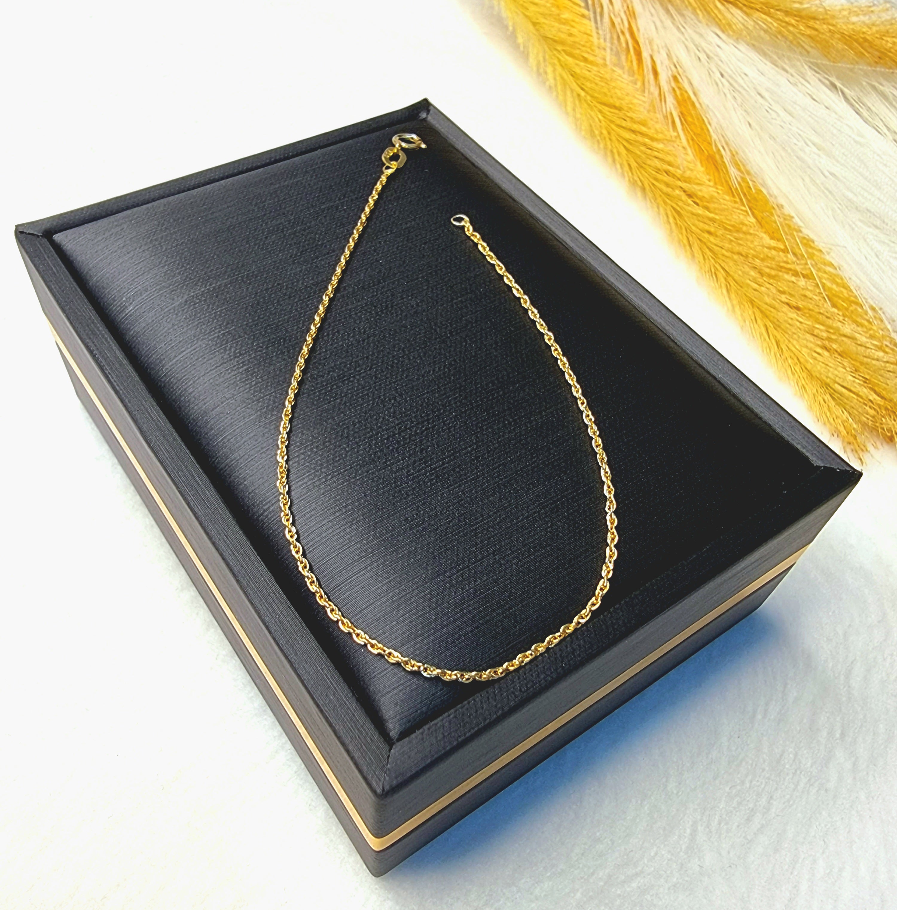 18K Pure Gold Rope Chain Bracelet