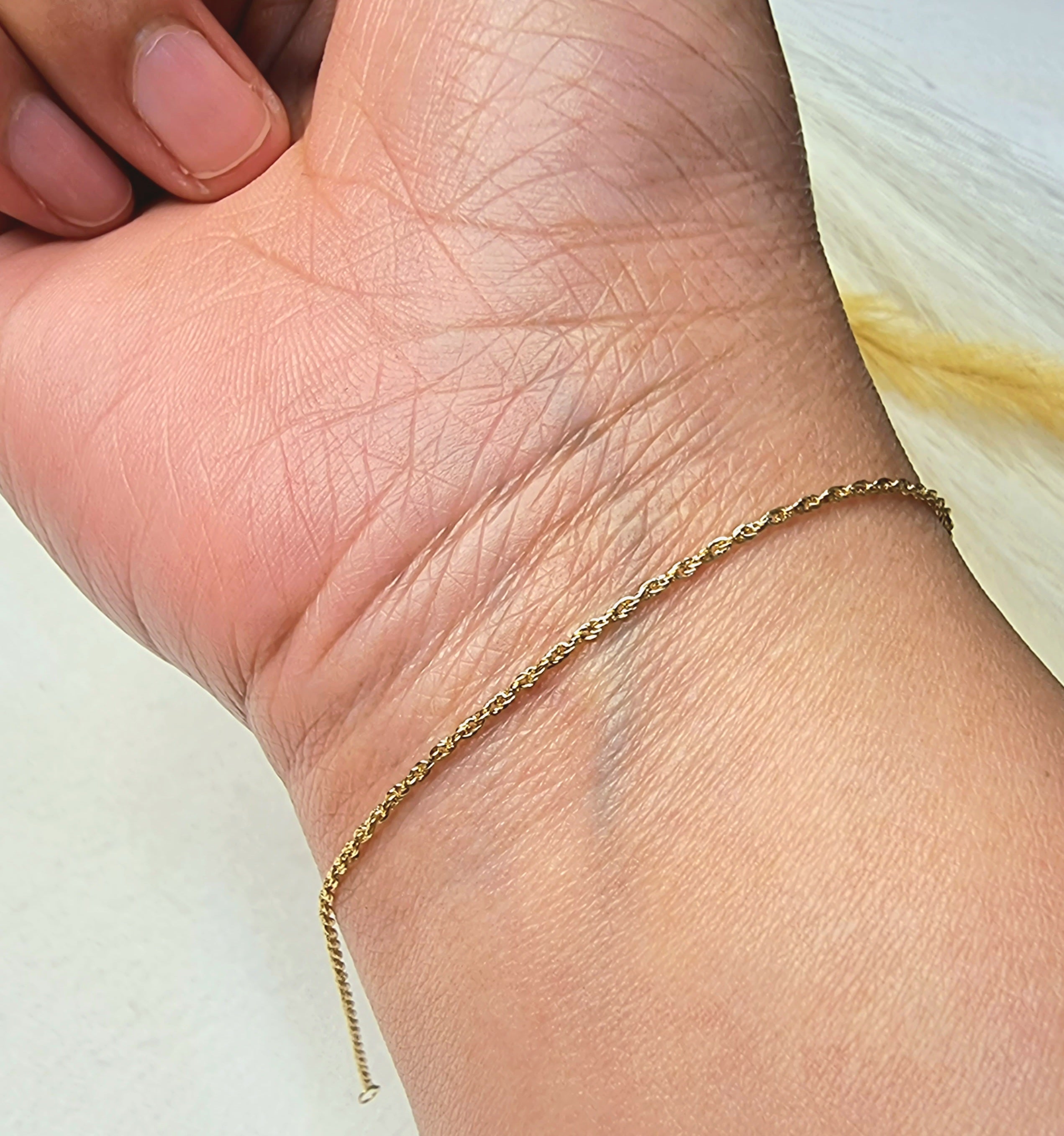 18K Pure Gold Rope Chain Bracelet