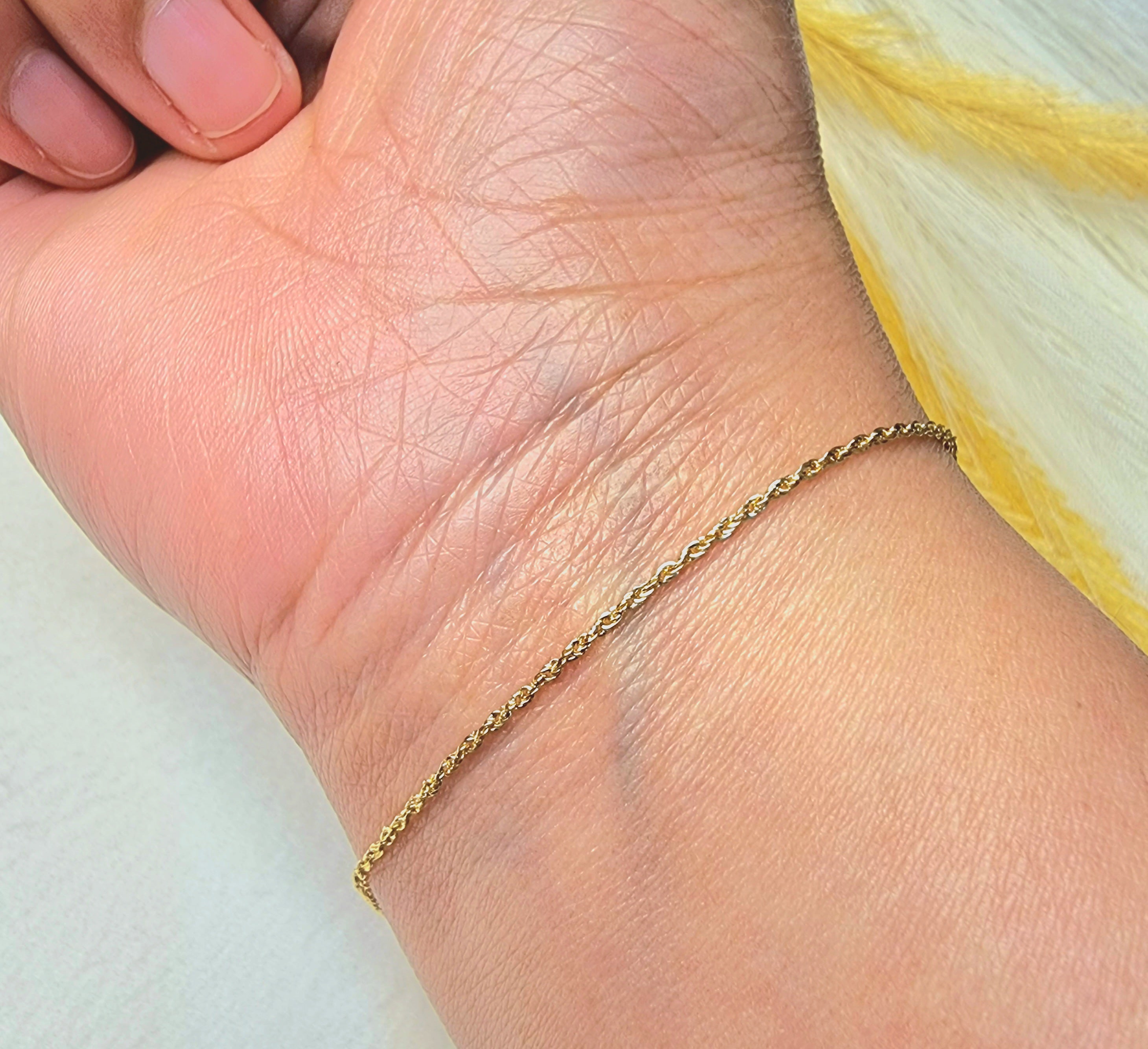 18K Pure Gold Rope Chain Bracelet