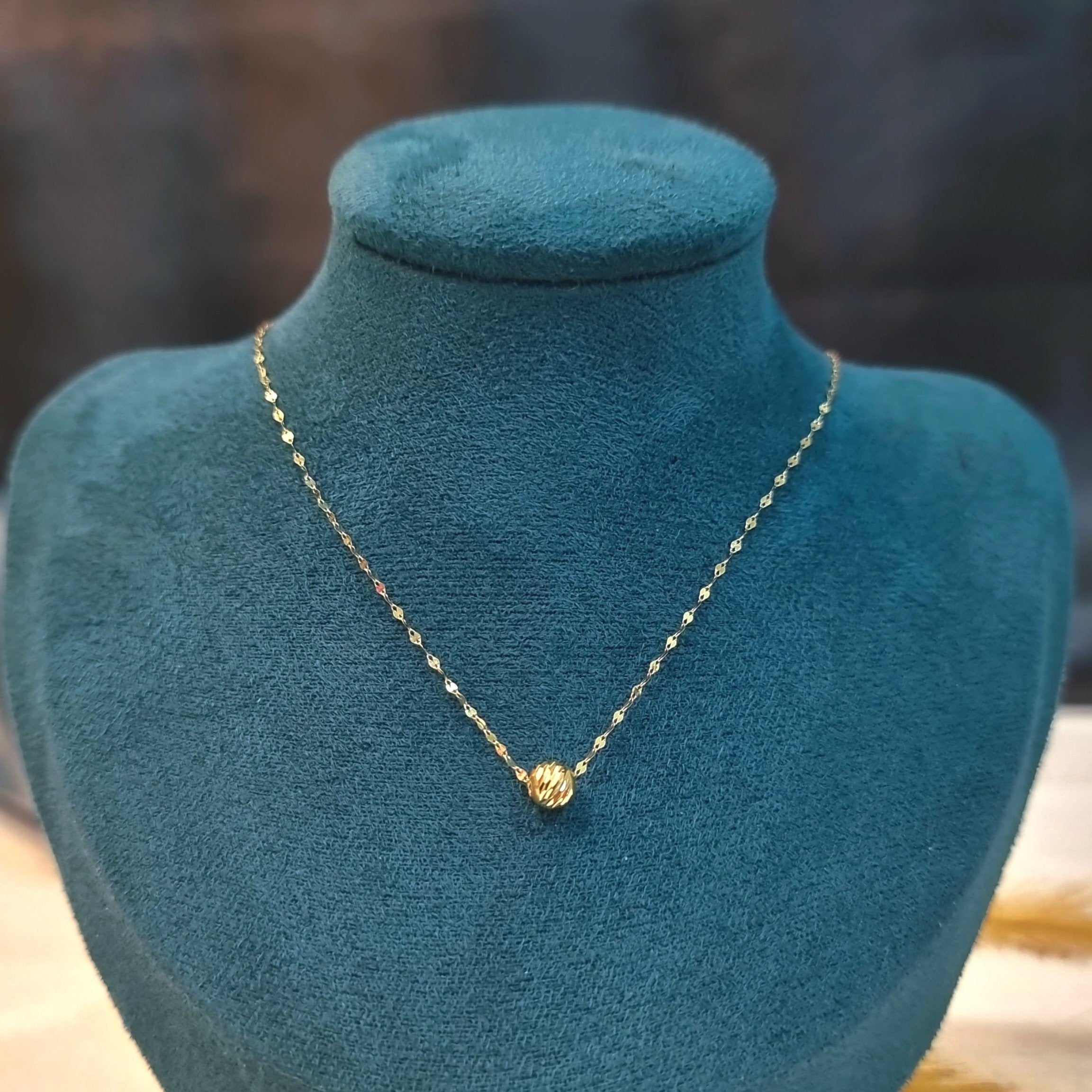 18K Pure Gold Balls Necklace