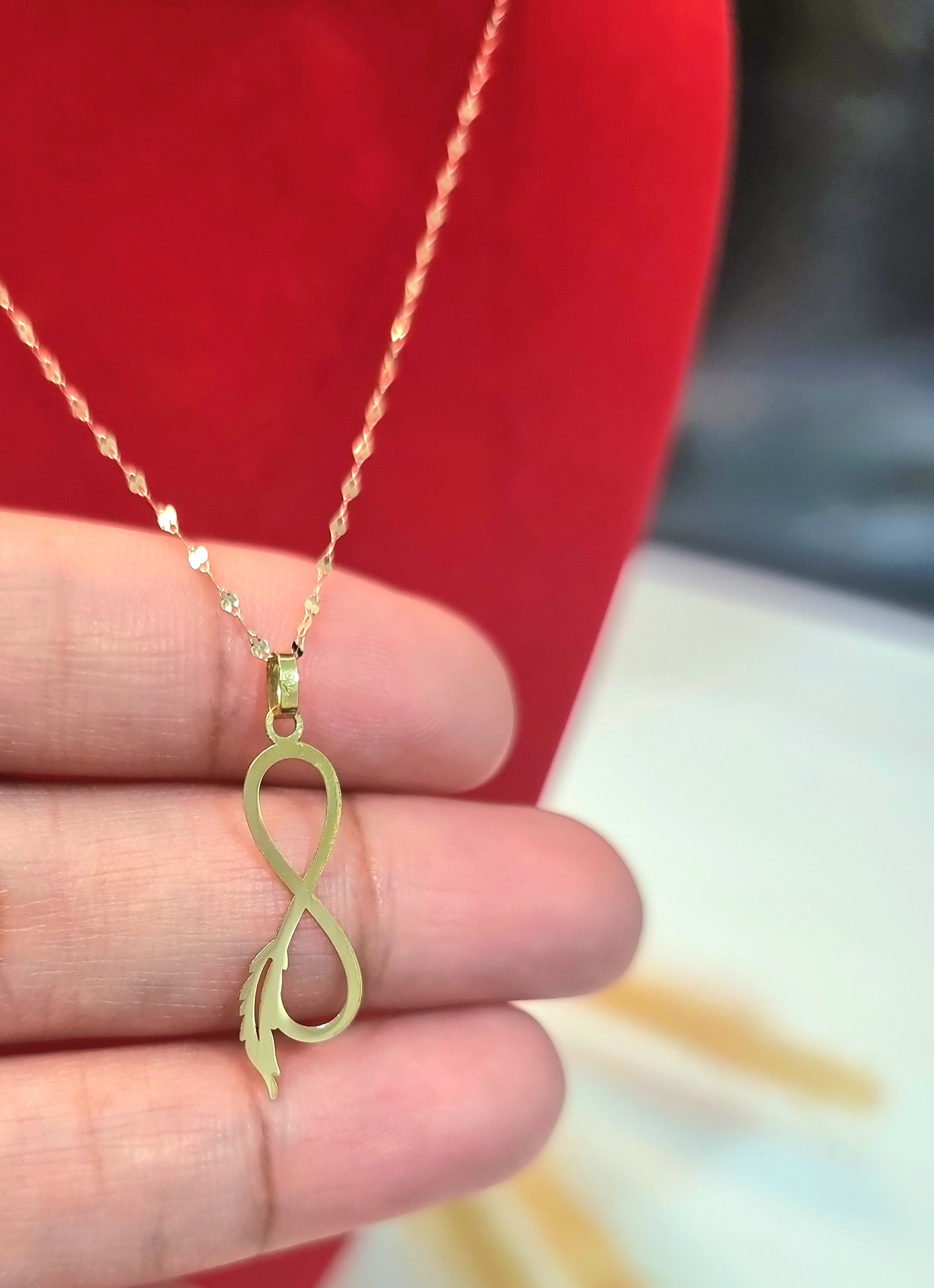 18K Pure Gold Infinity Necklace