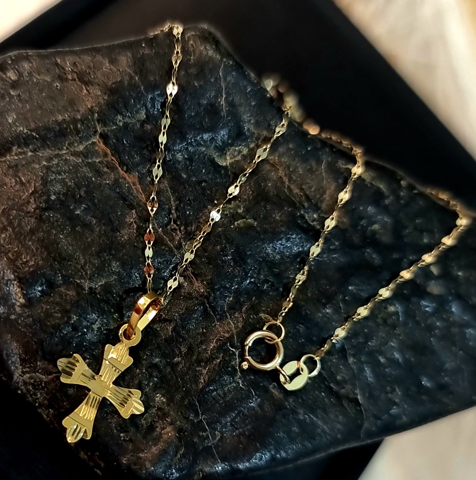 18K Pure Gold Cross Necklace