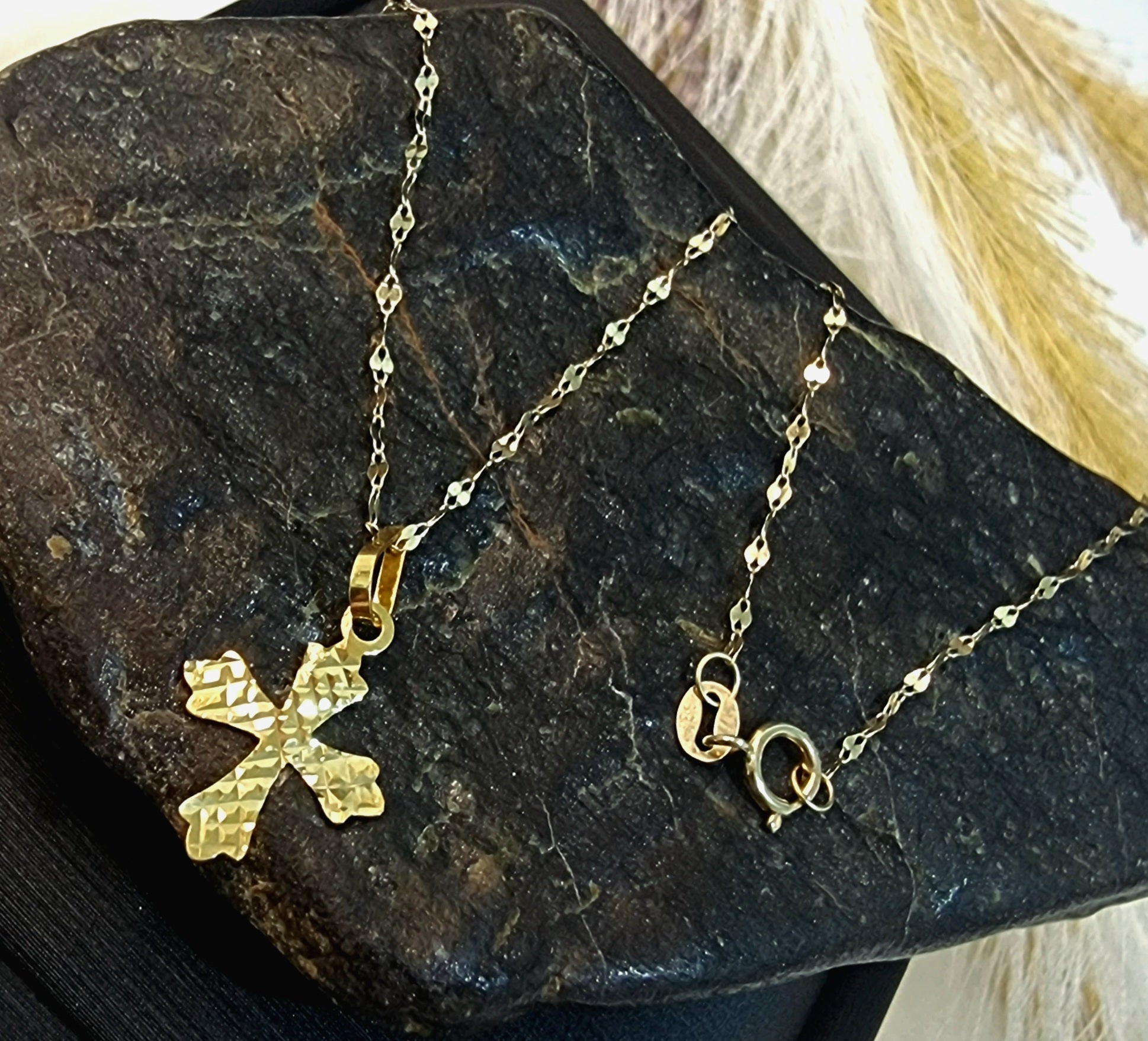 18K Pure Gold Cross Necklace