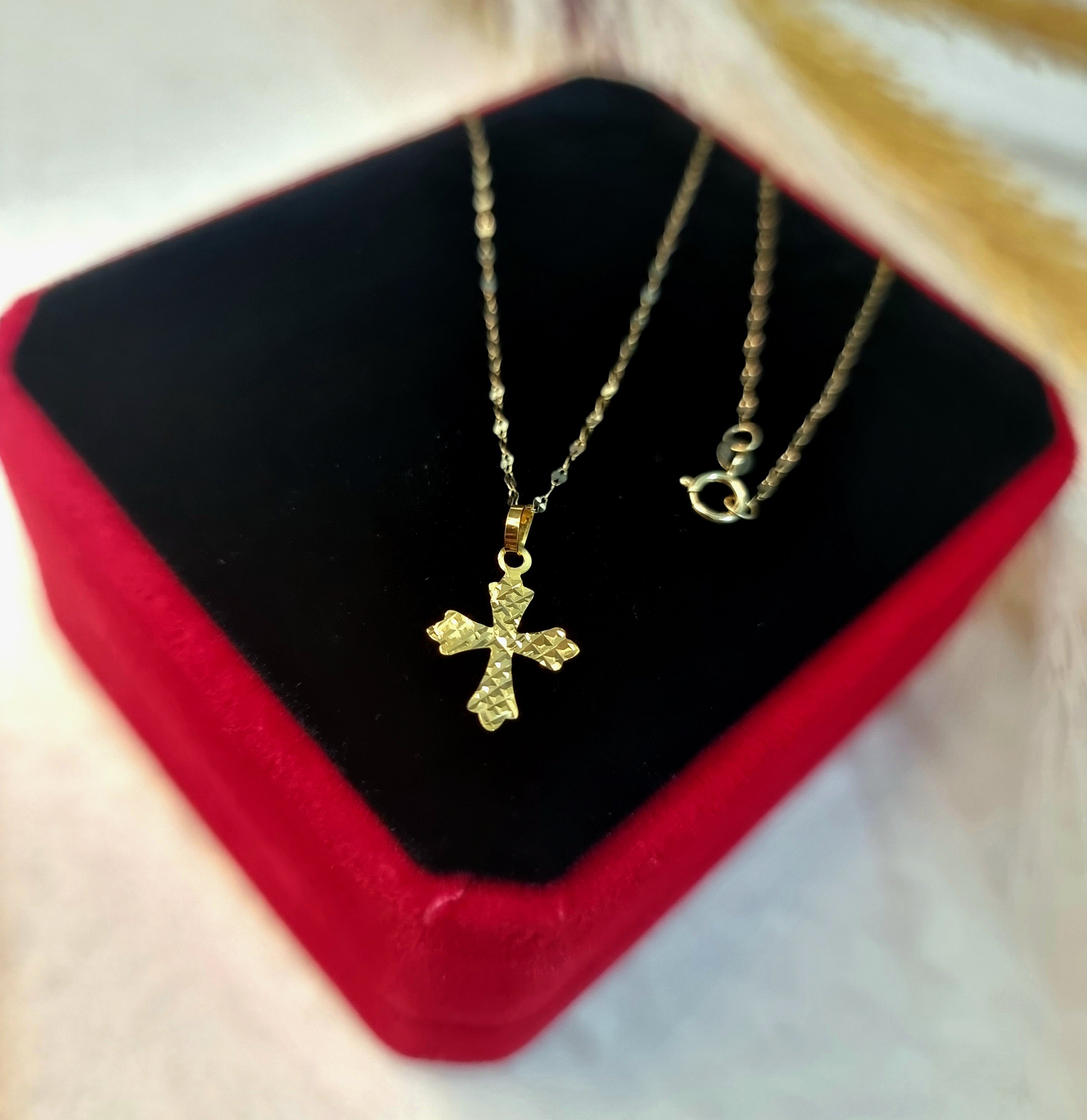 18K Pure Gold Cross Necklace