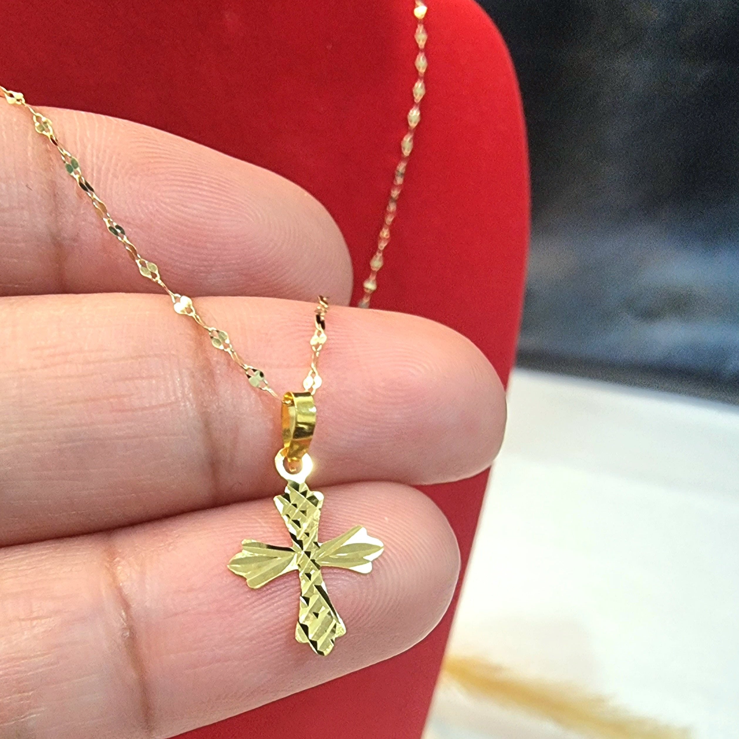 18K Pure Gold Cross Necklace