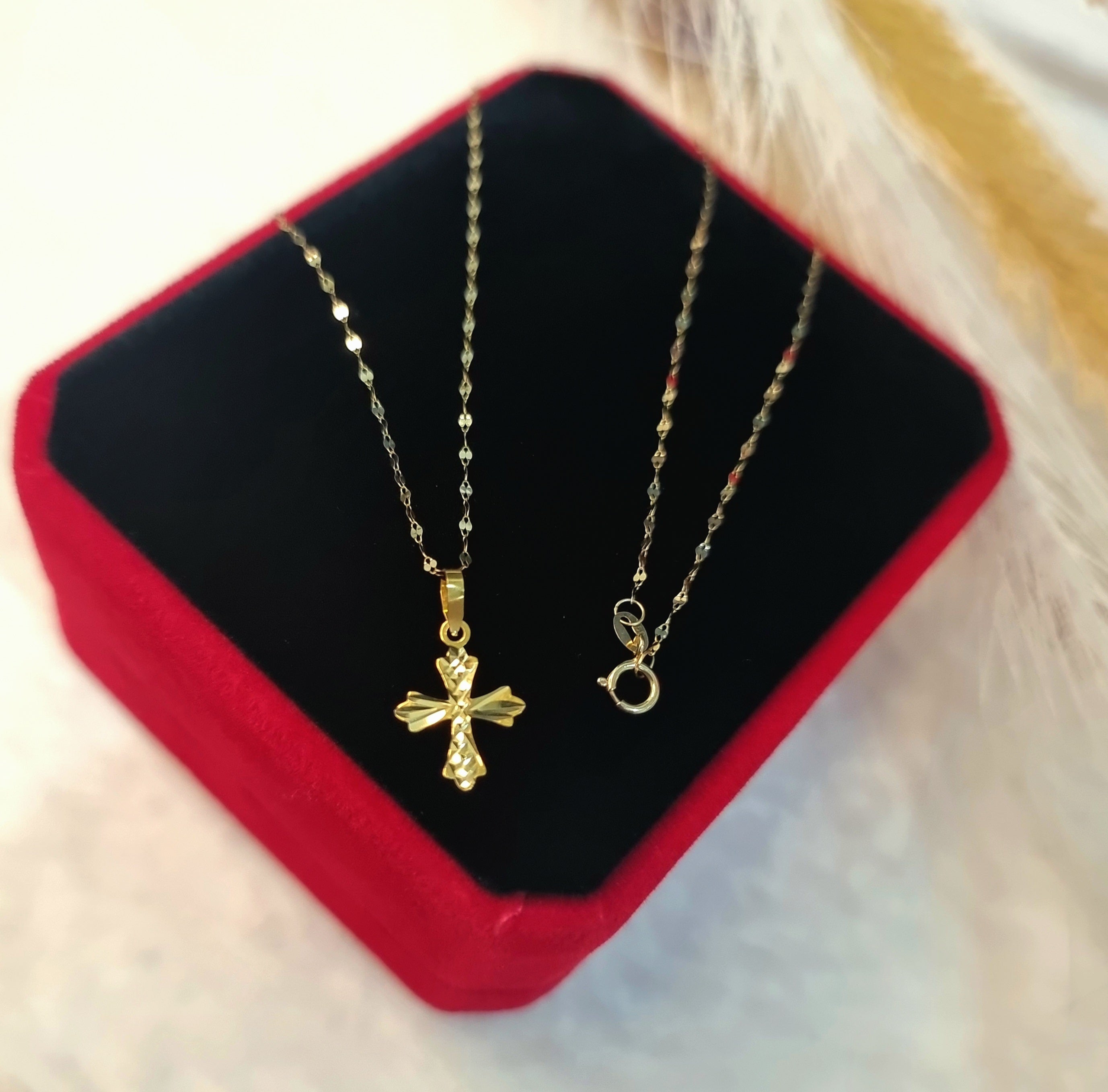 18K Pure Gold Cross Necklace