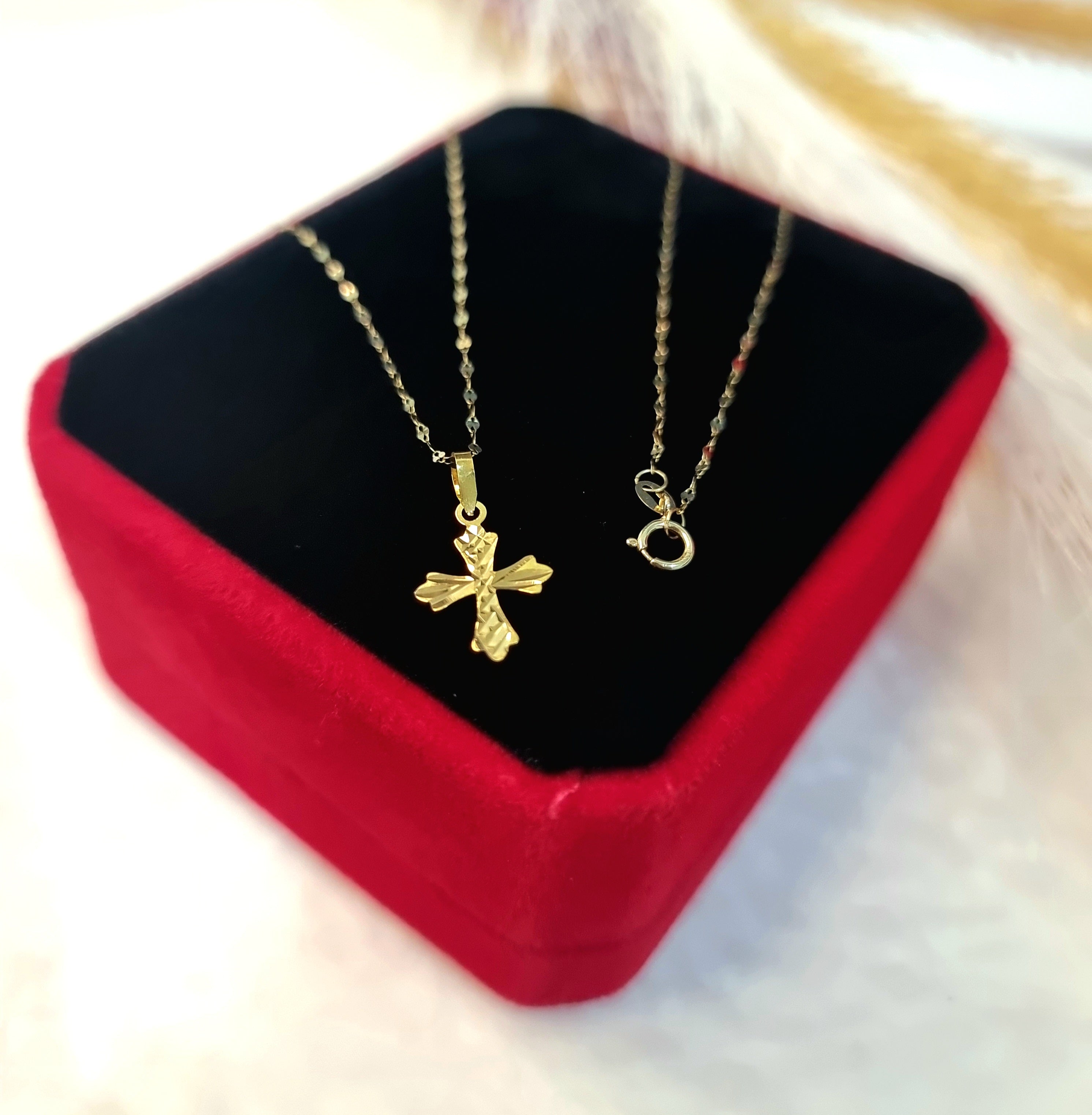 18K Pure Gold Cross Necklace