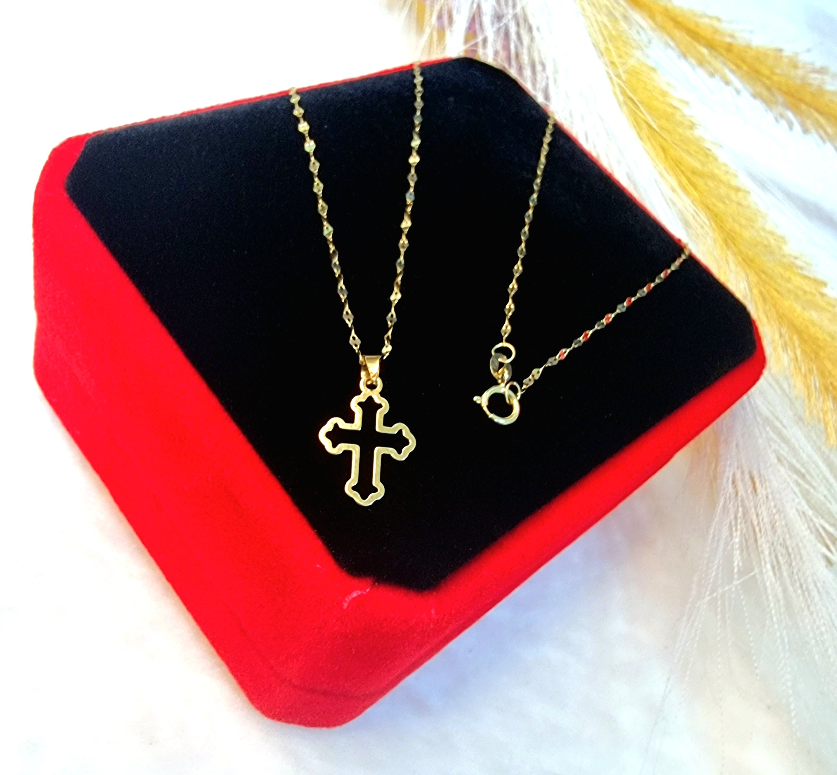 18K Pure Gold Cross Necklace