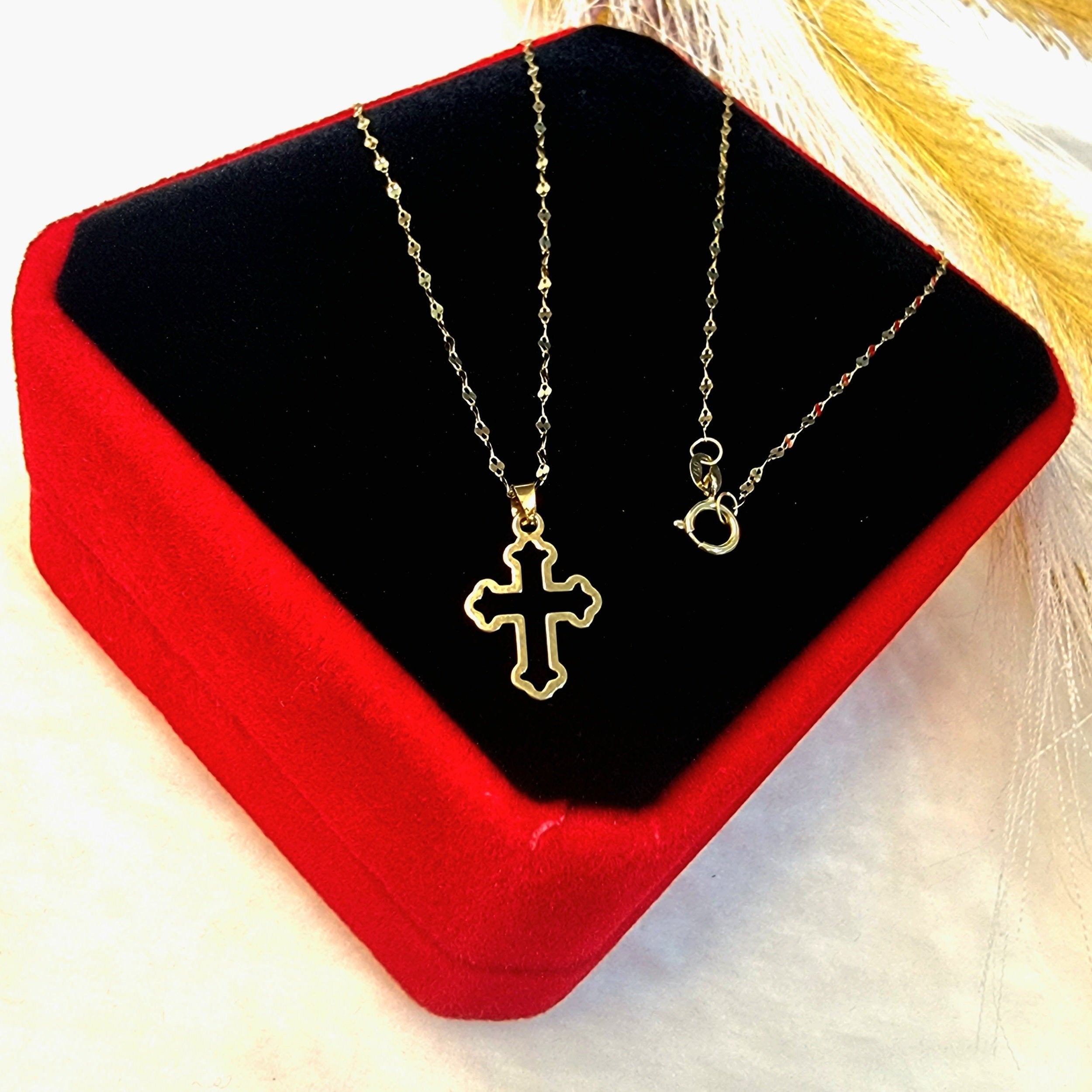 18K Pure Gold Cross Necklace