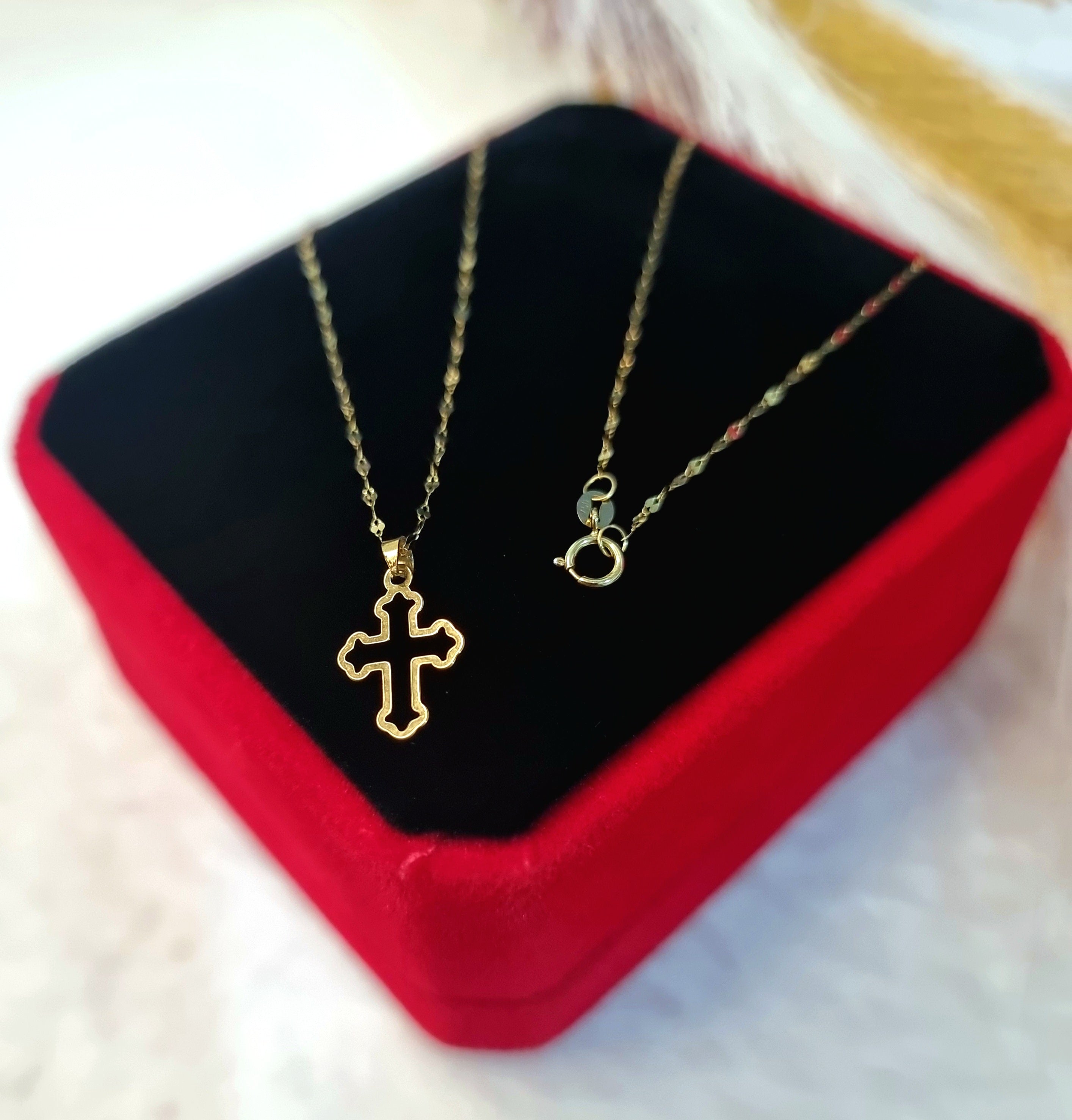 18K Pure Gold Cross Necklace