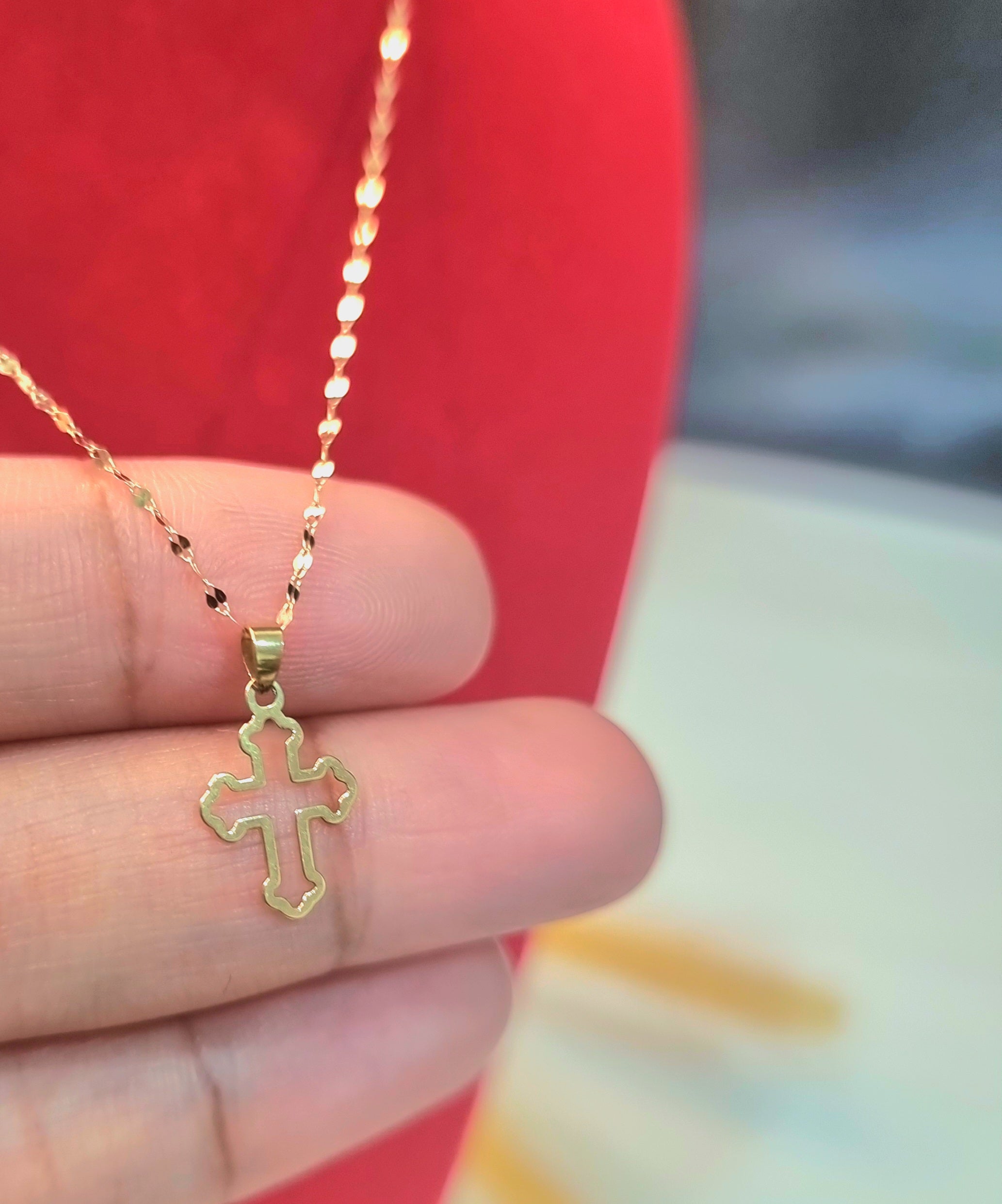 18K Pure Gold Cross Necklace