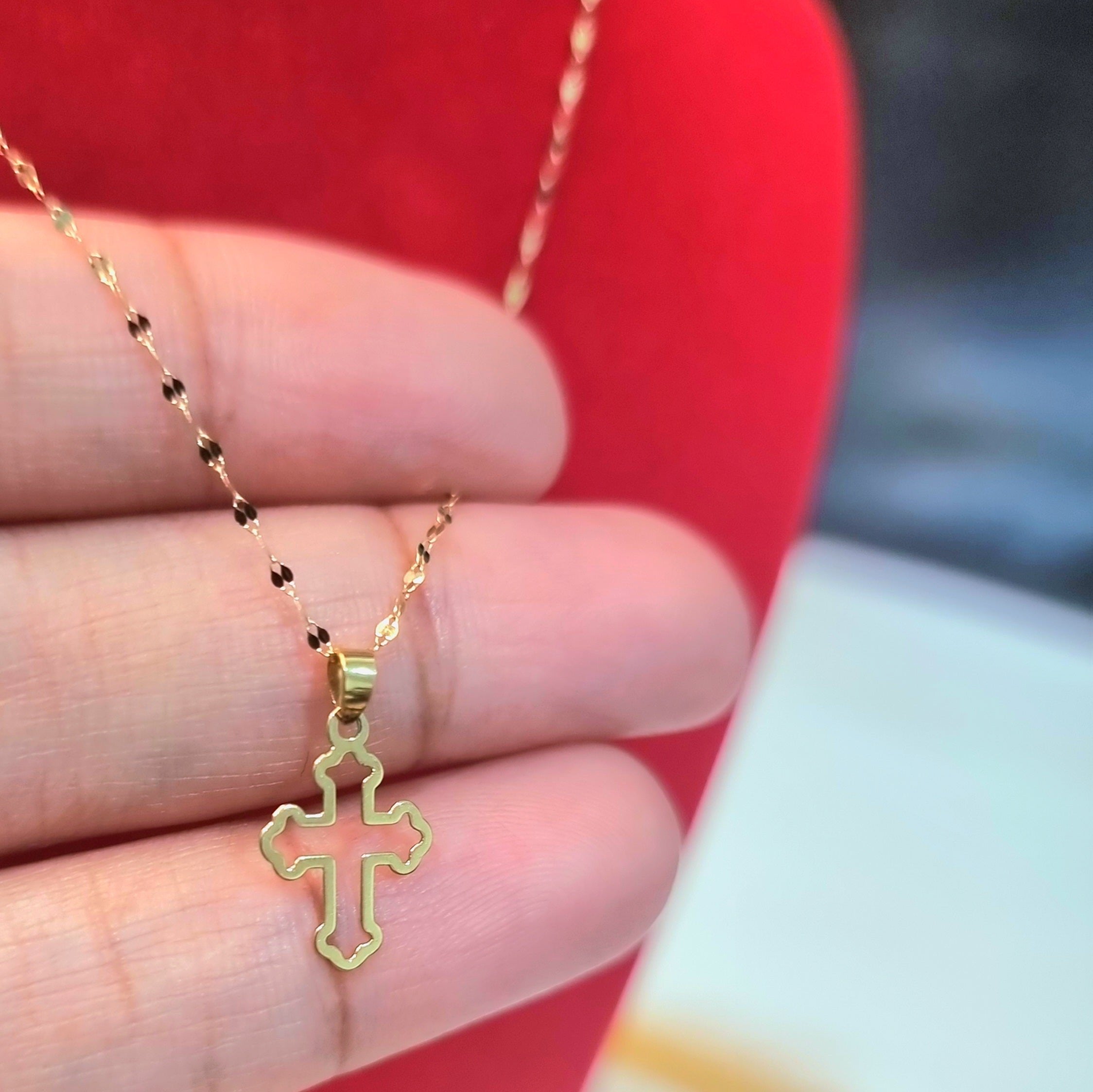 18K Pure Gold Cross Necklace