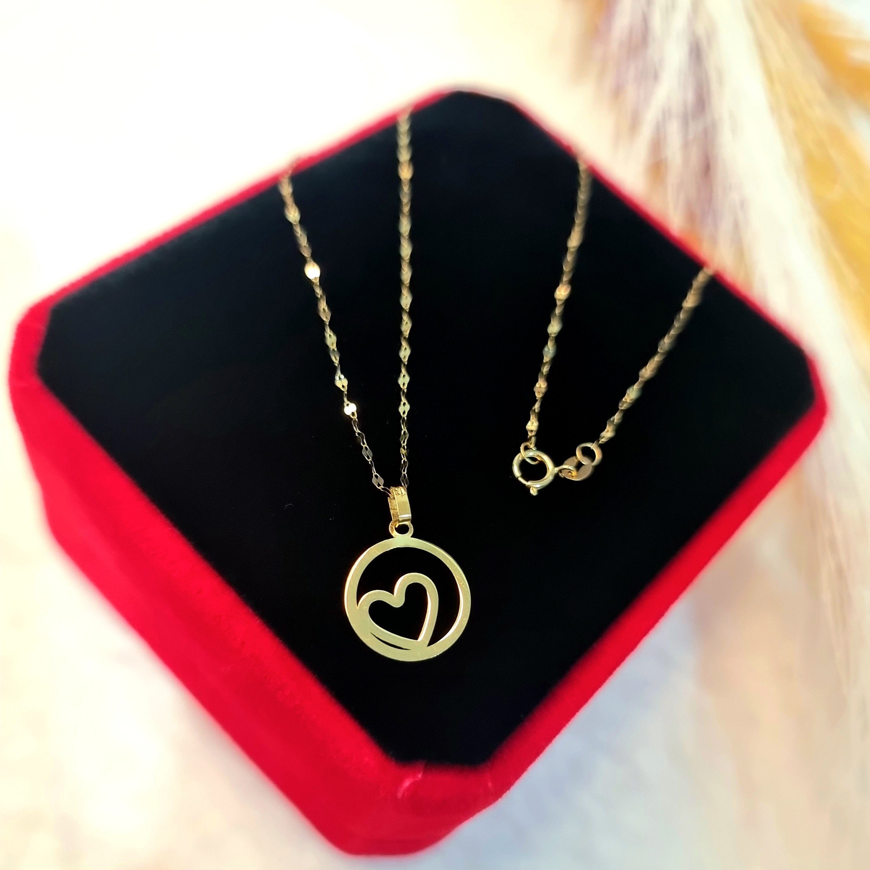 18K Pure Gold Heart Design Necklace