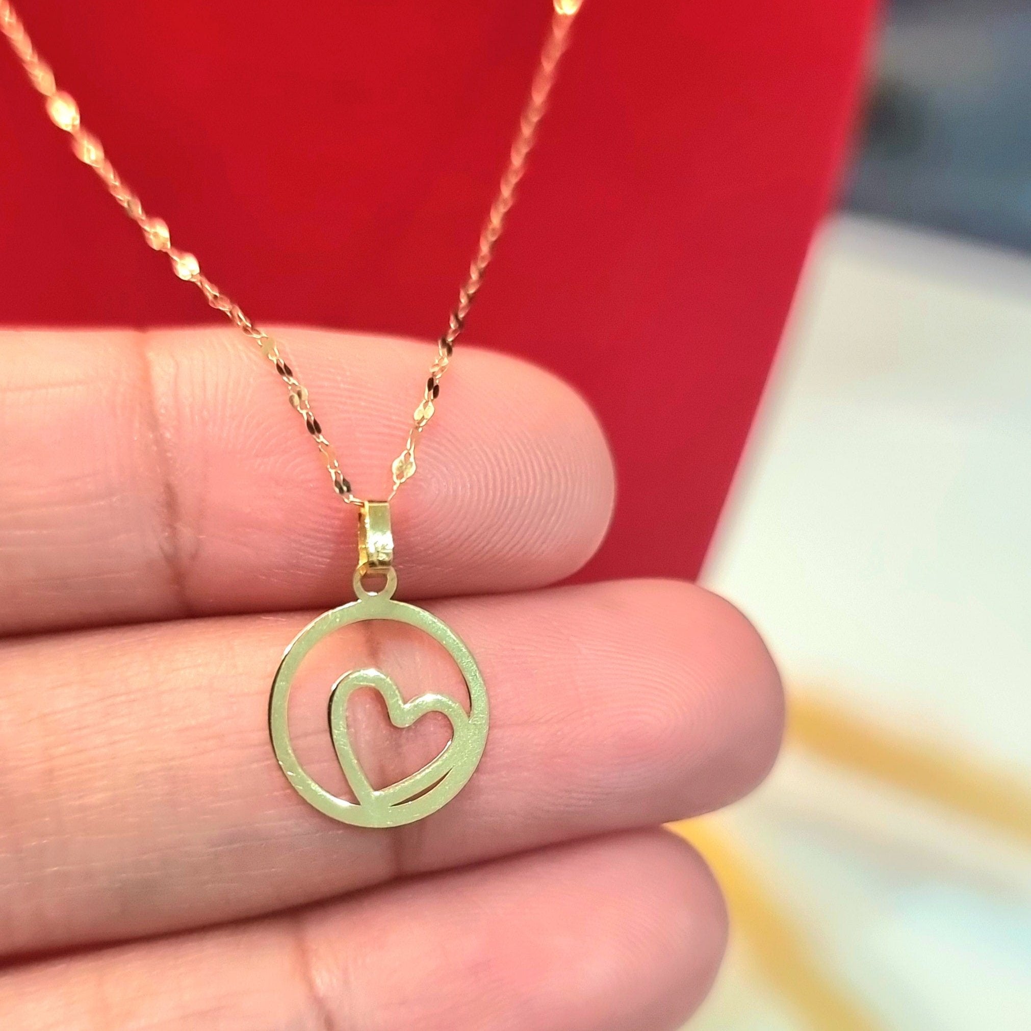 18K Pure Gold Heart Design Necklace