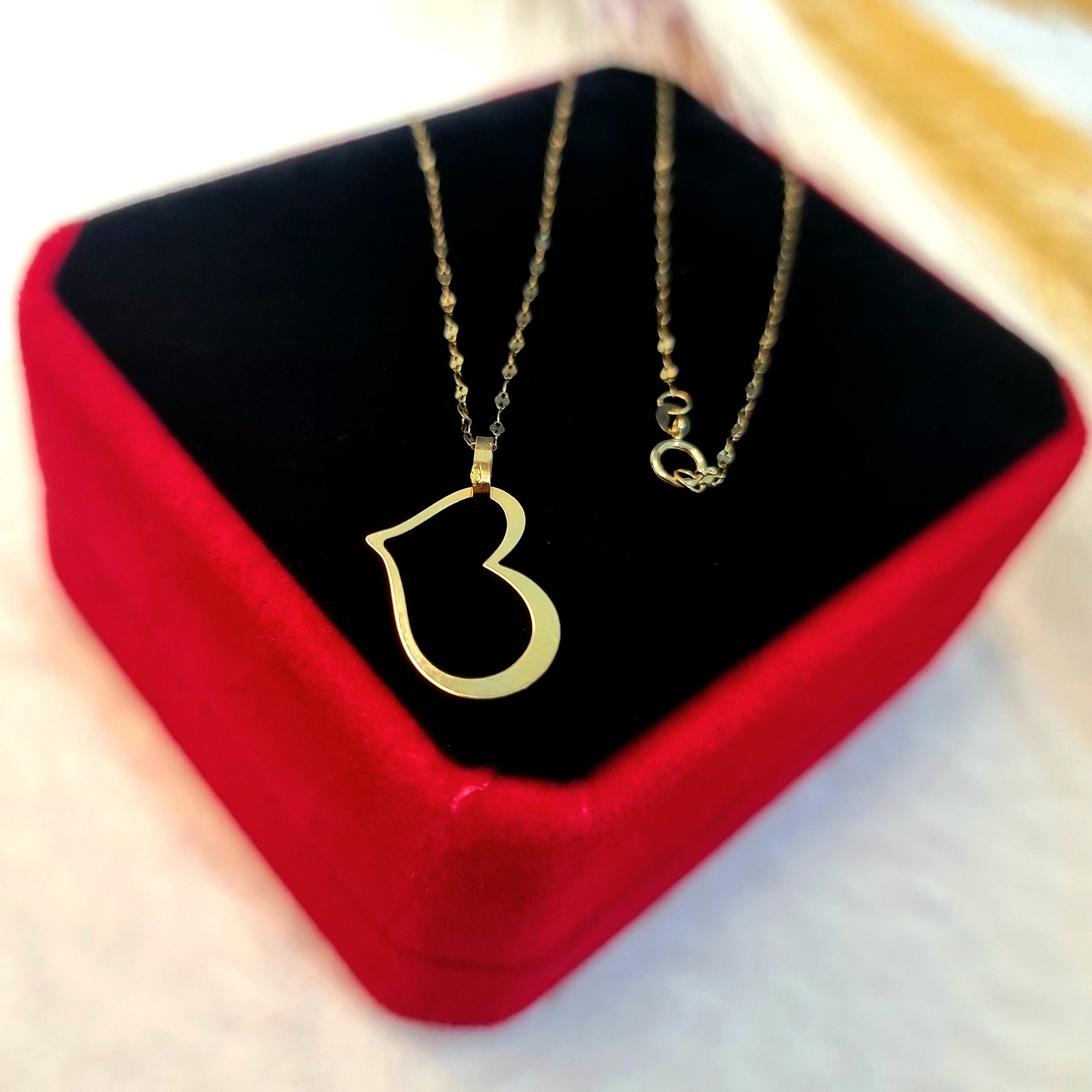 18K Pure Gold Heart Design Necklace