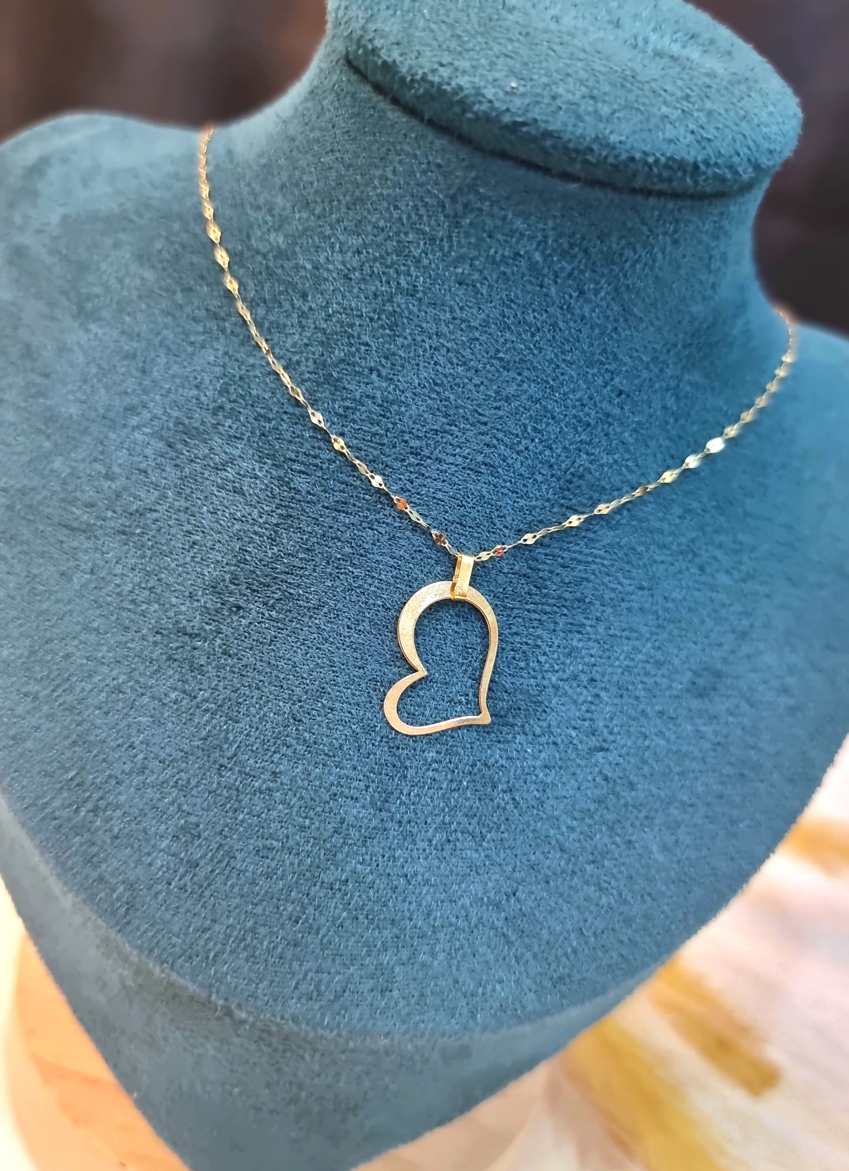 18K Pure Gold Heart Design Necklace