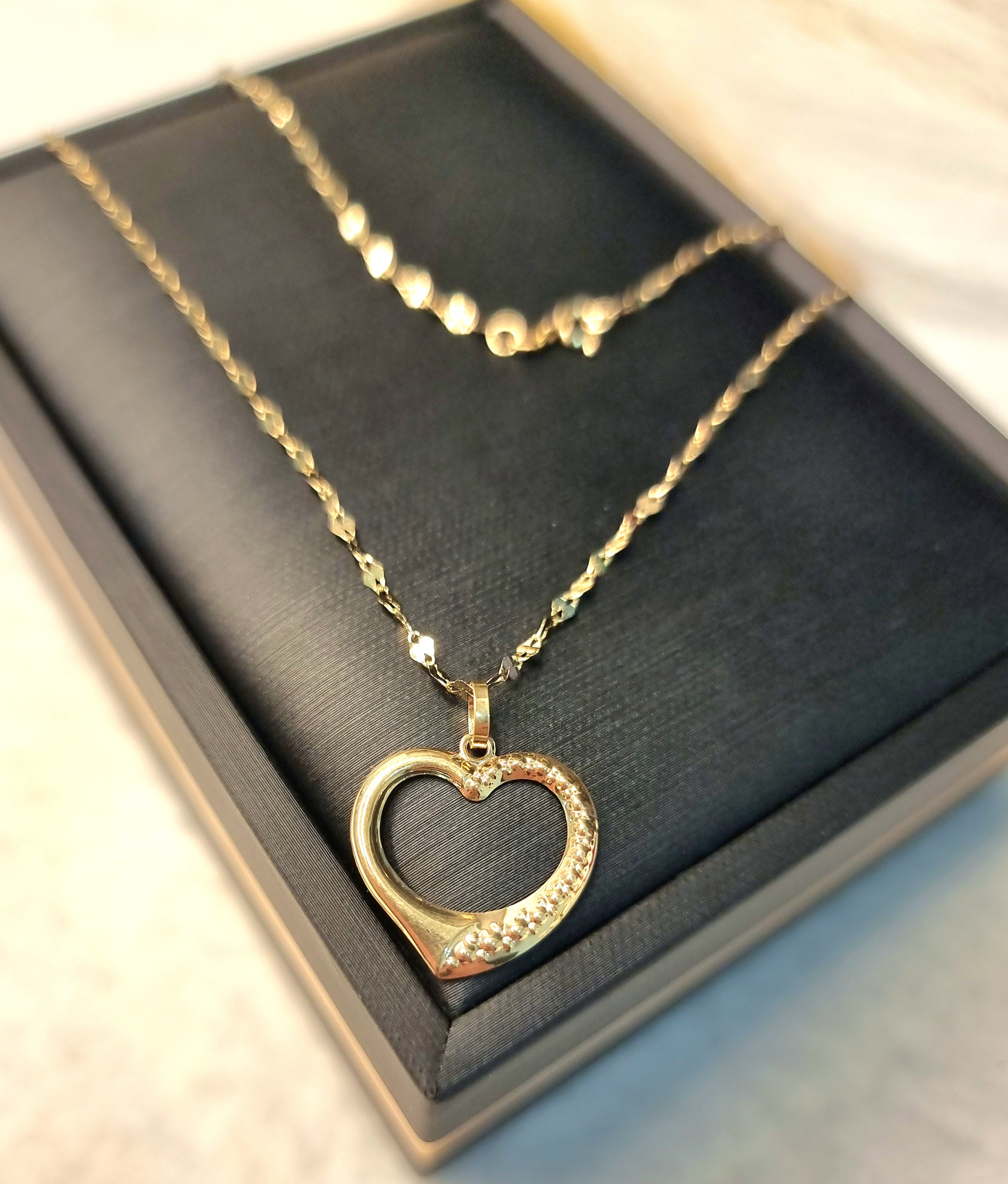 18K Pure Gold Heart Necklace