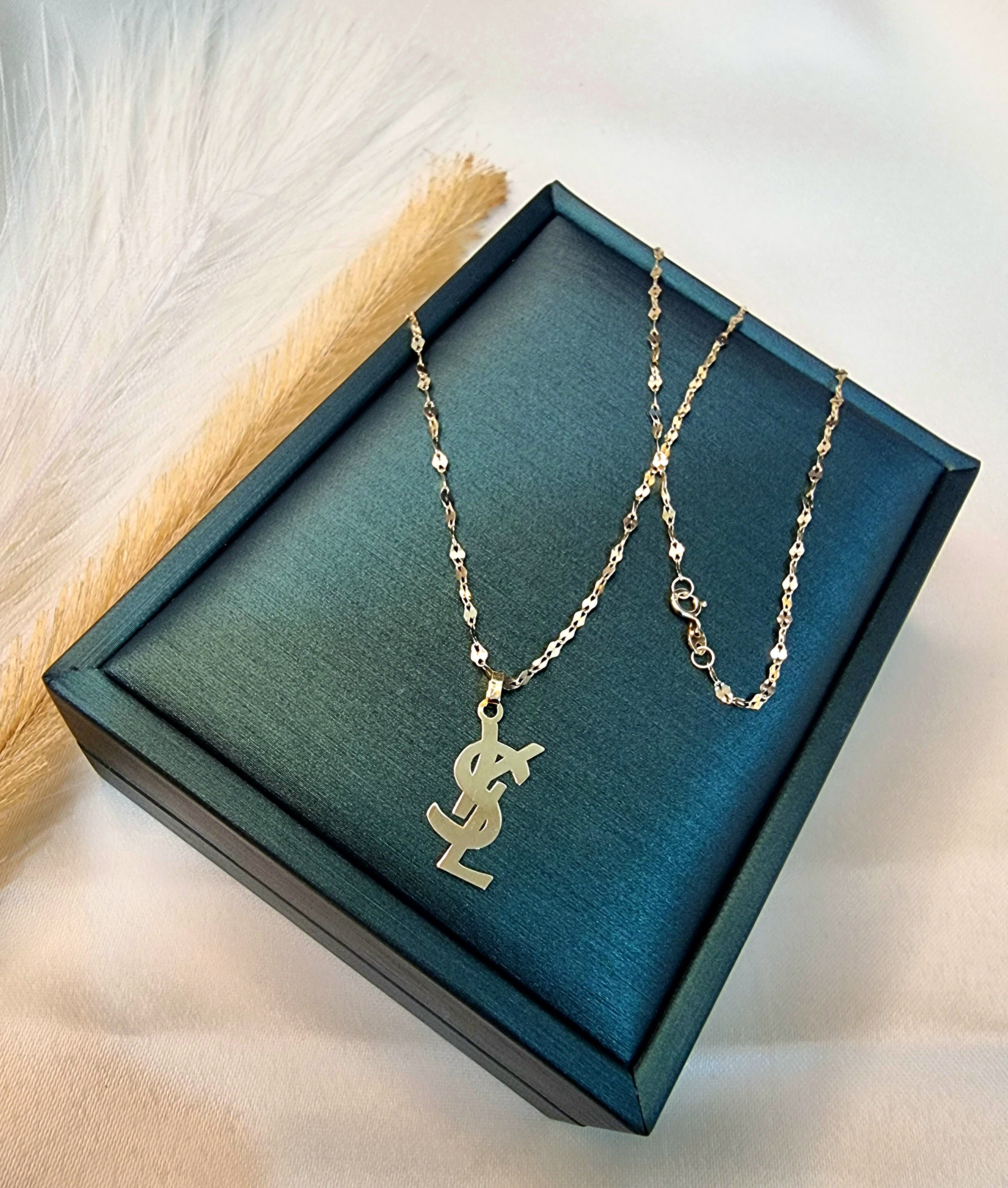 18K Pure Gold YSL Design Pendant Necklace