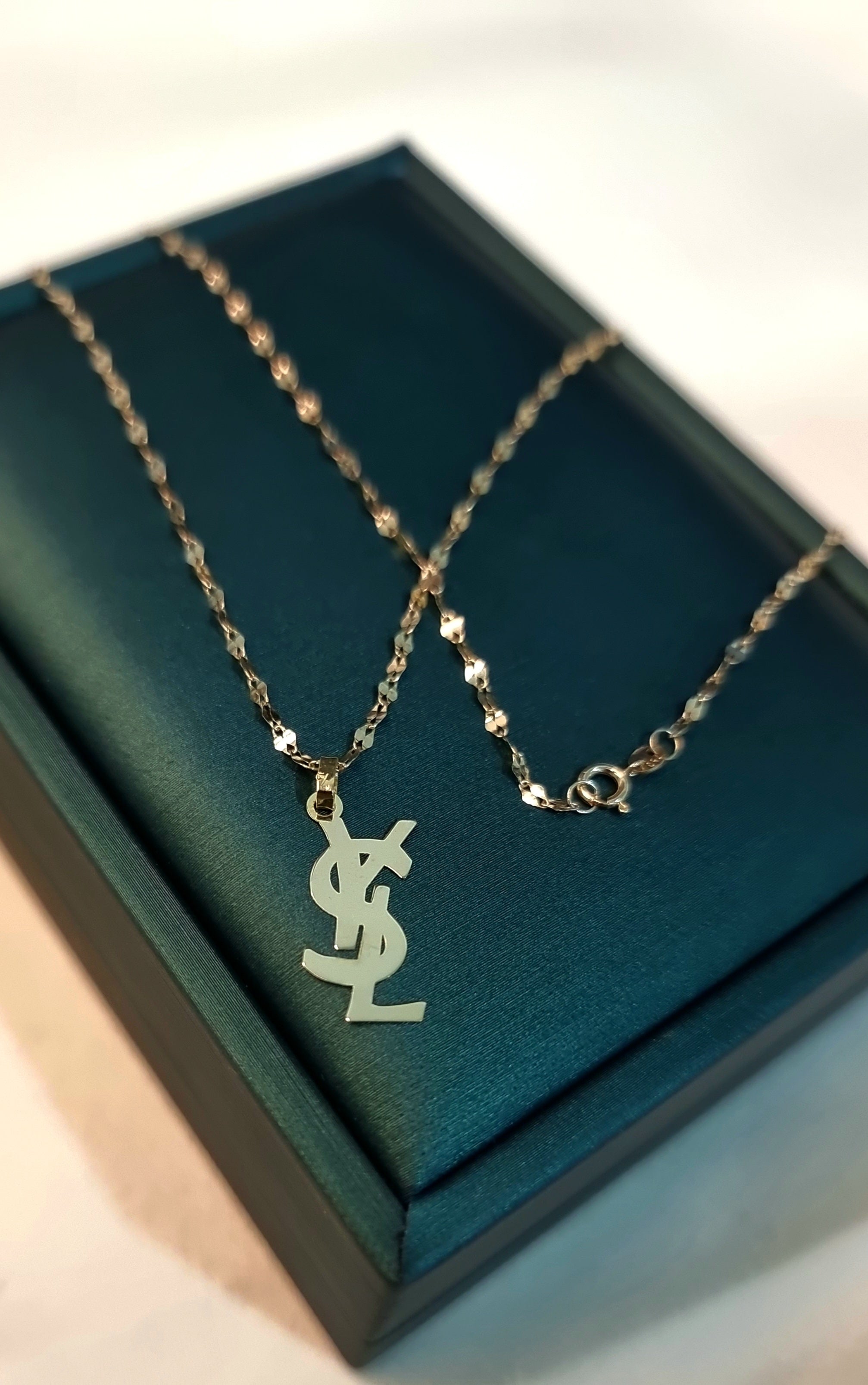 18K Pure Gold YSL Design Pendant Necklace