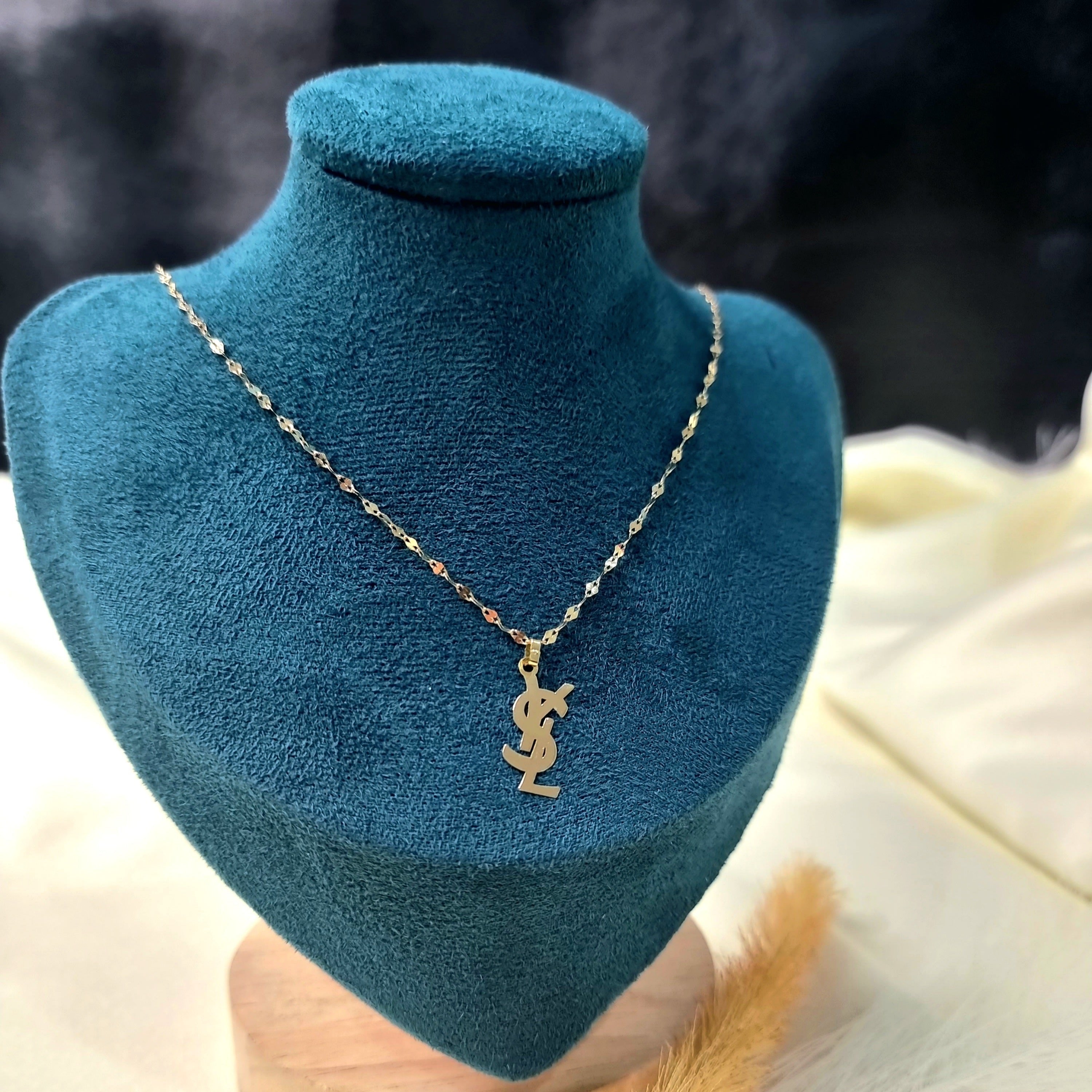 18K Pure Gold YSL Design Pendant Necklace