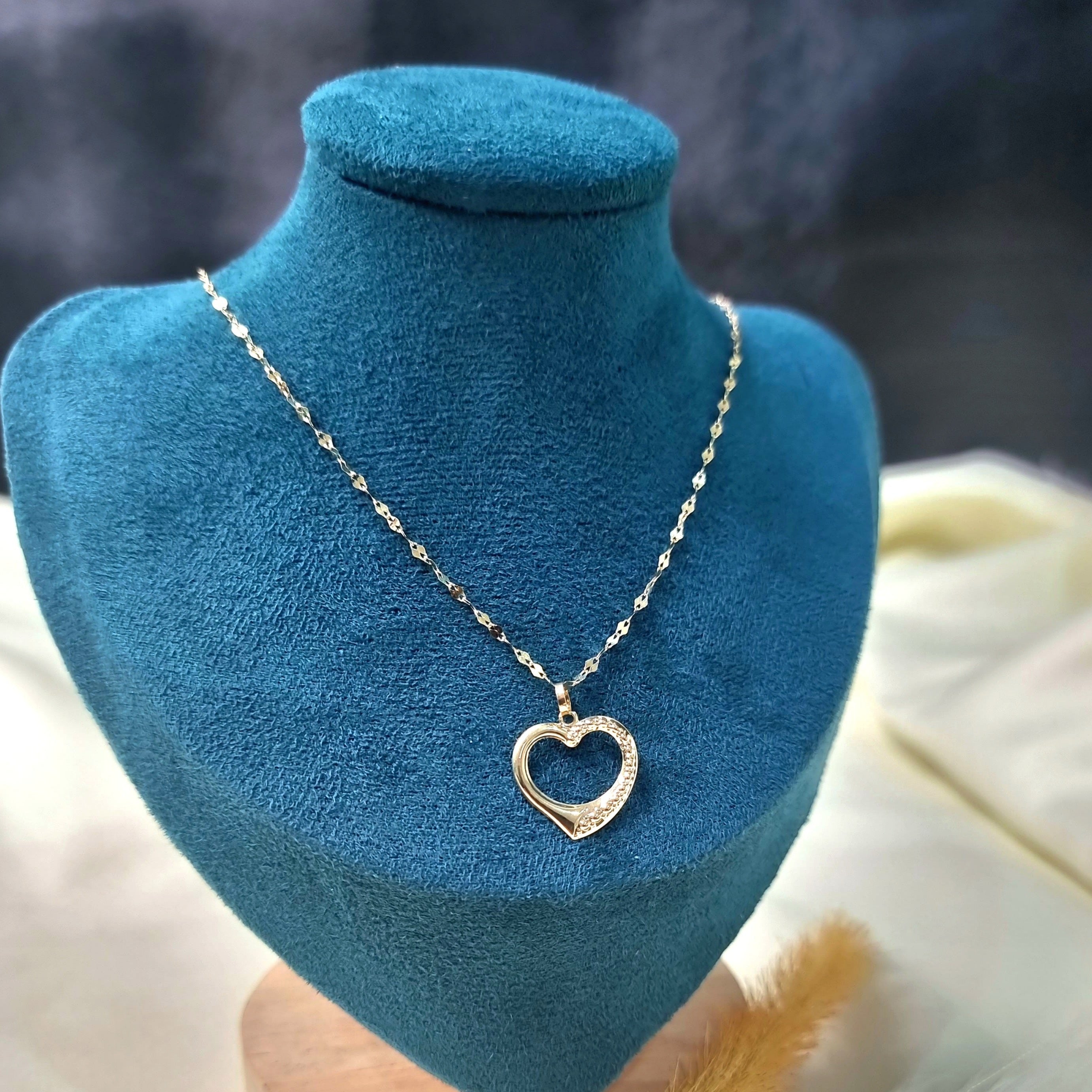 18K Pure Gold Heart Necklace