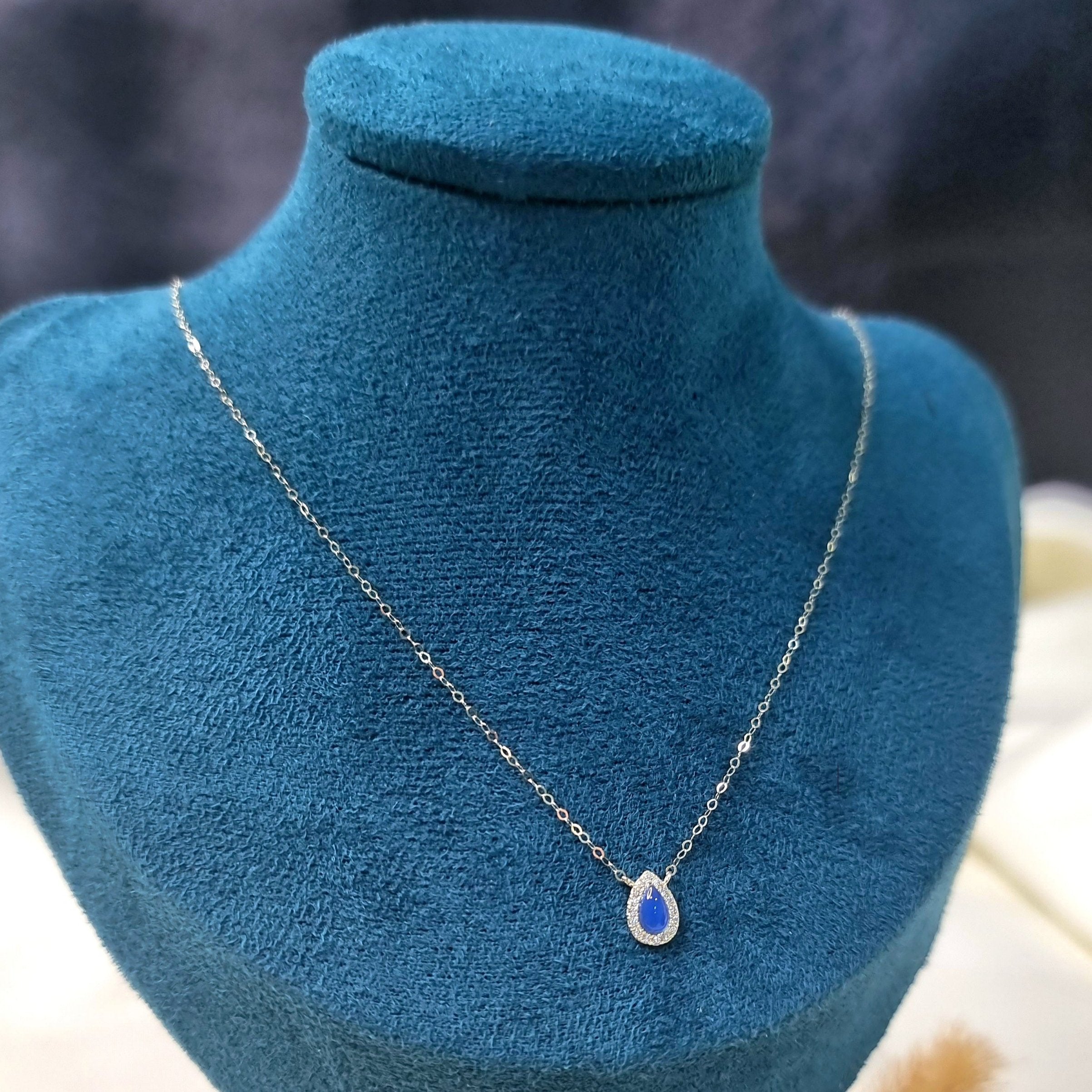 18K Pure Gold Skye Blue Stone Necklace