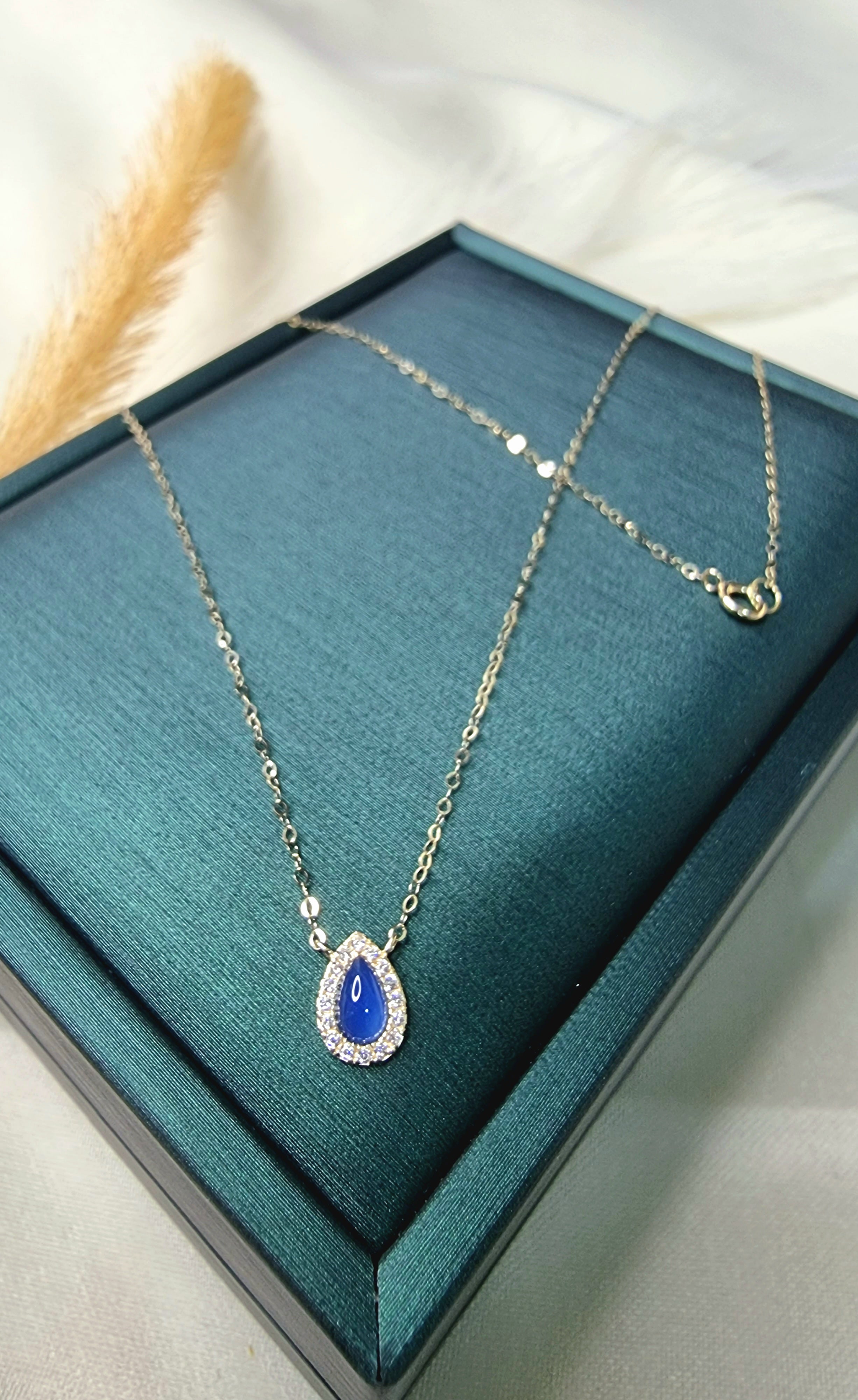 18K Pure Gold Skye Blue Stone Necklace