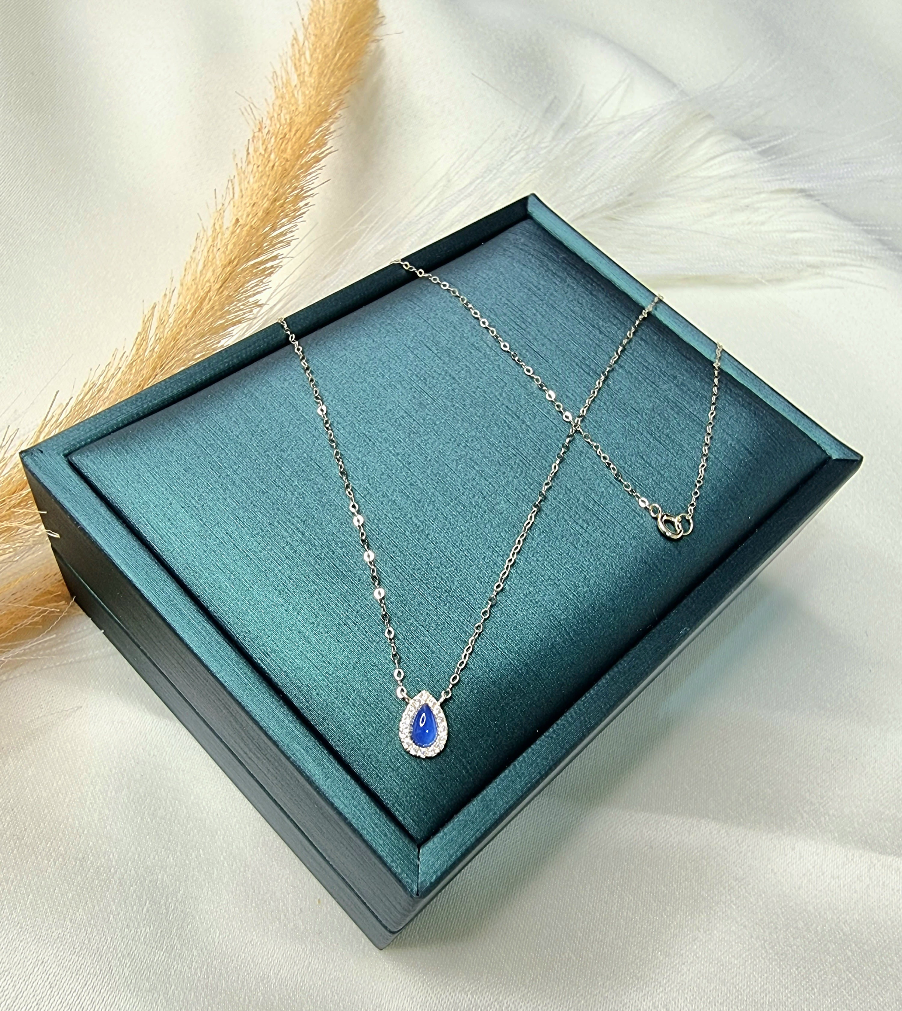 18K Pure Gold Skye Blue Stone Necklace