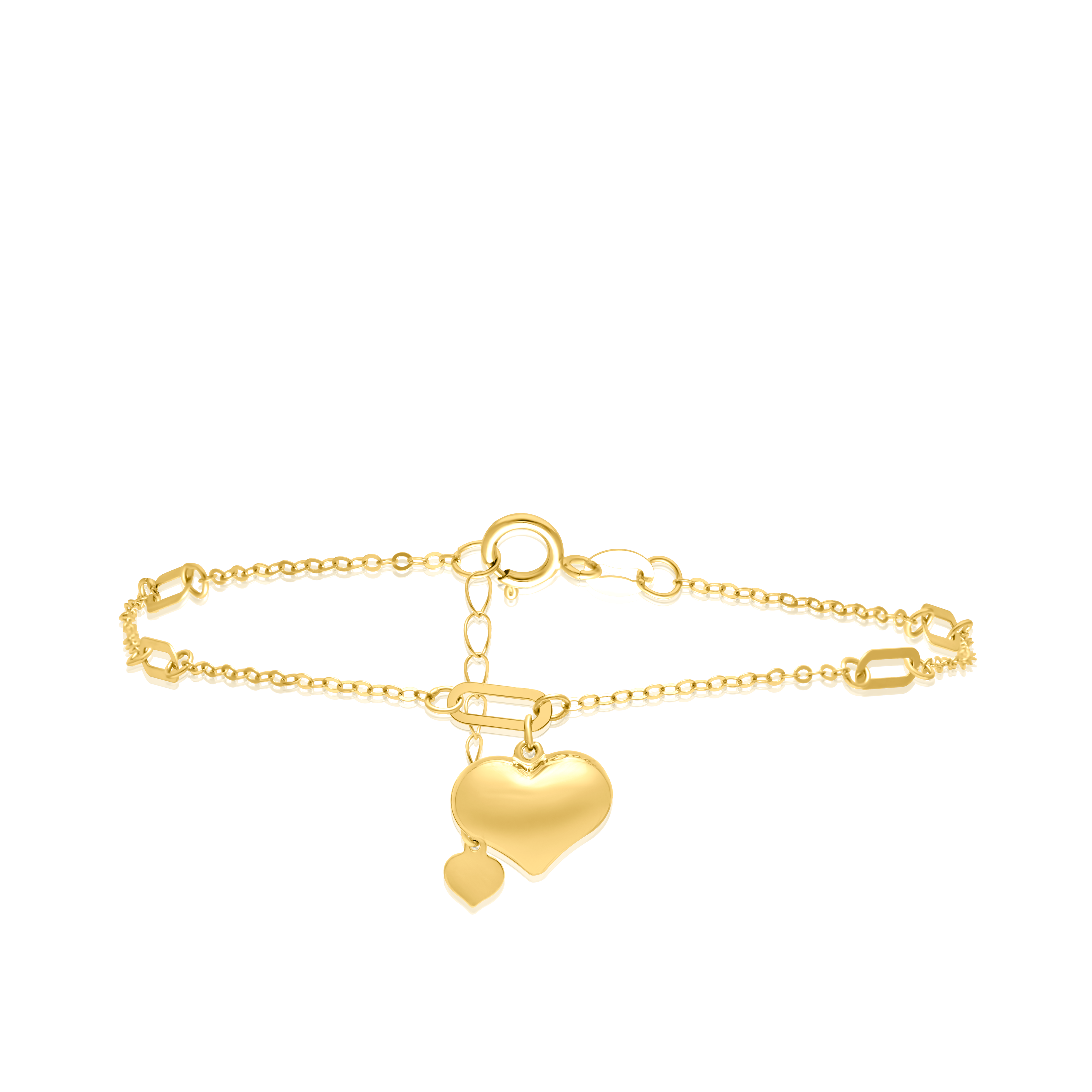 18K Pure Gold Heart Bracelet