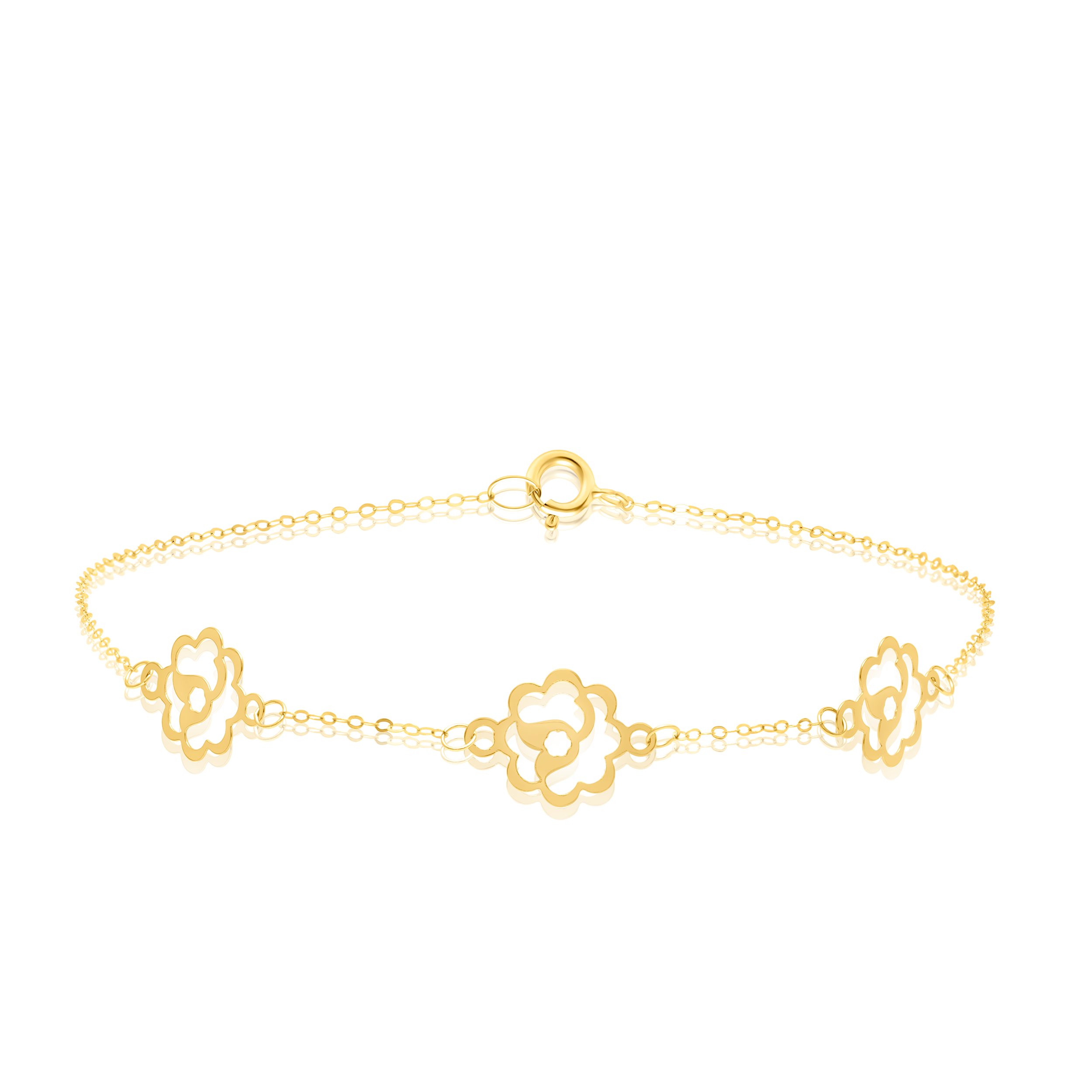 18K Pure Gold Fine Flower Bracelet
