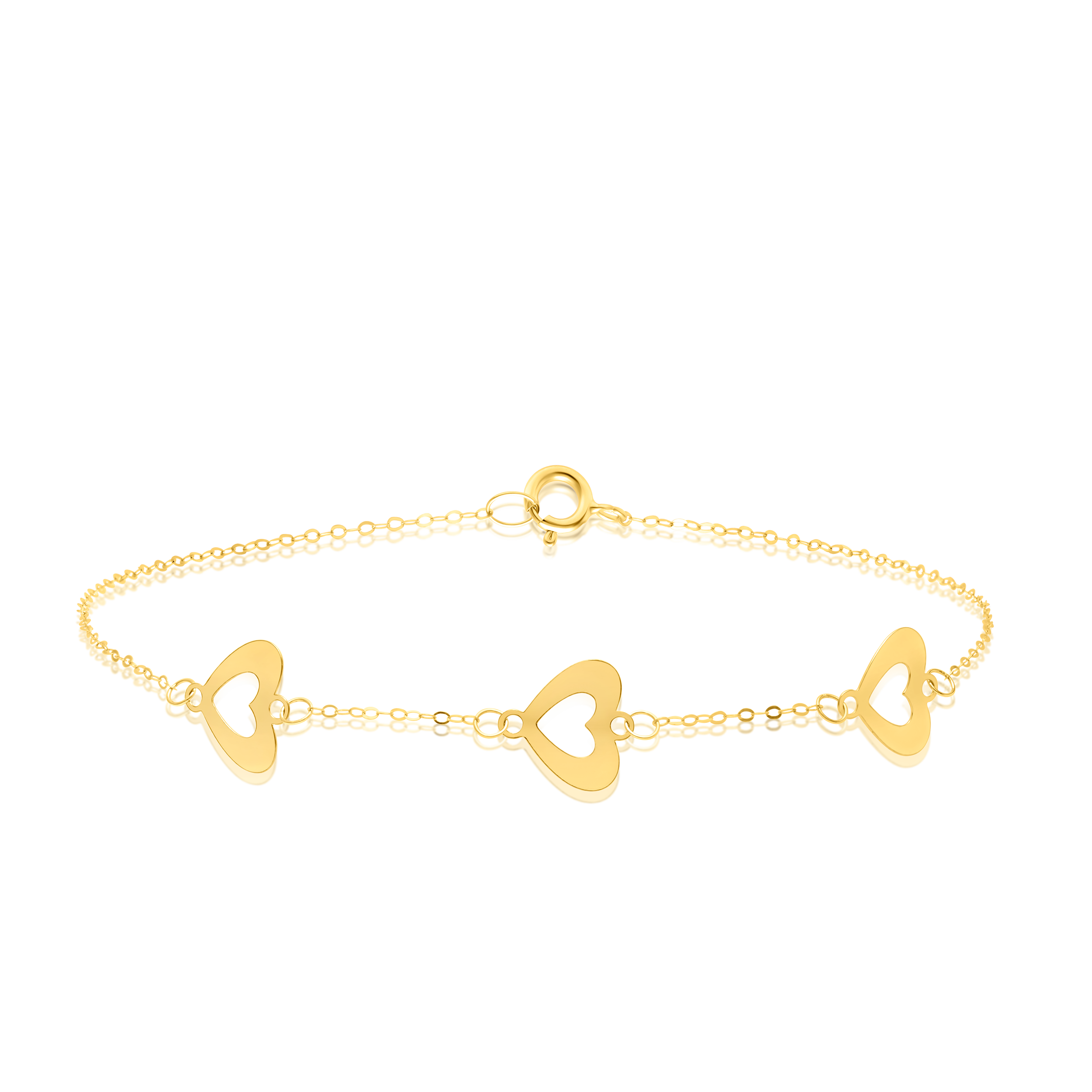 18K Pure Gold Fine Heart Bracelet