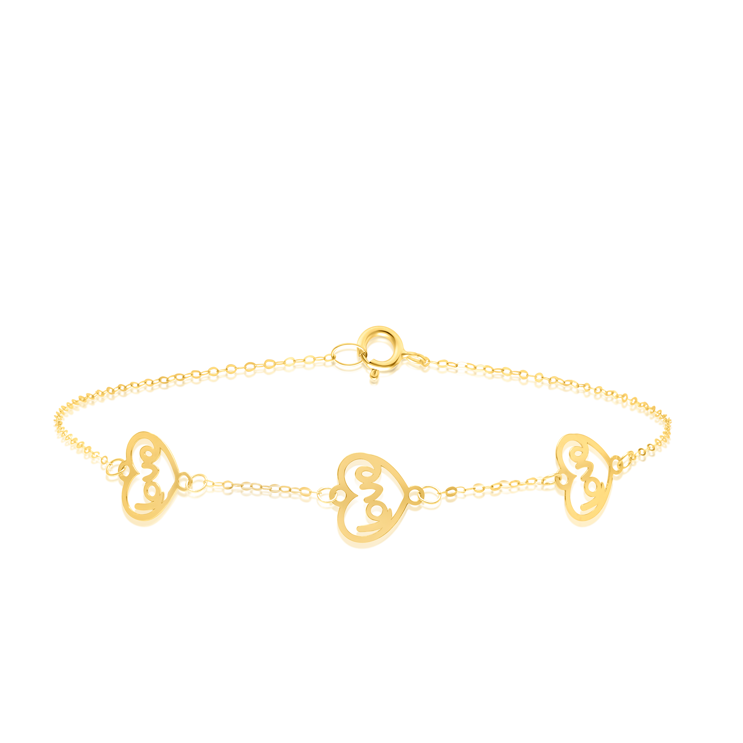 18K Pure Gold Fine Love Heart Bracelet
