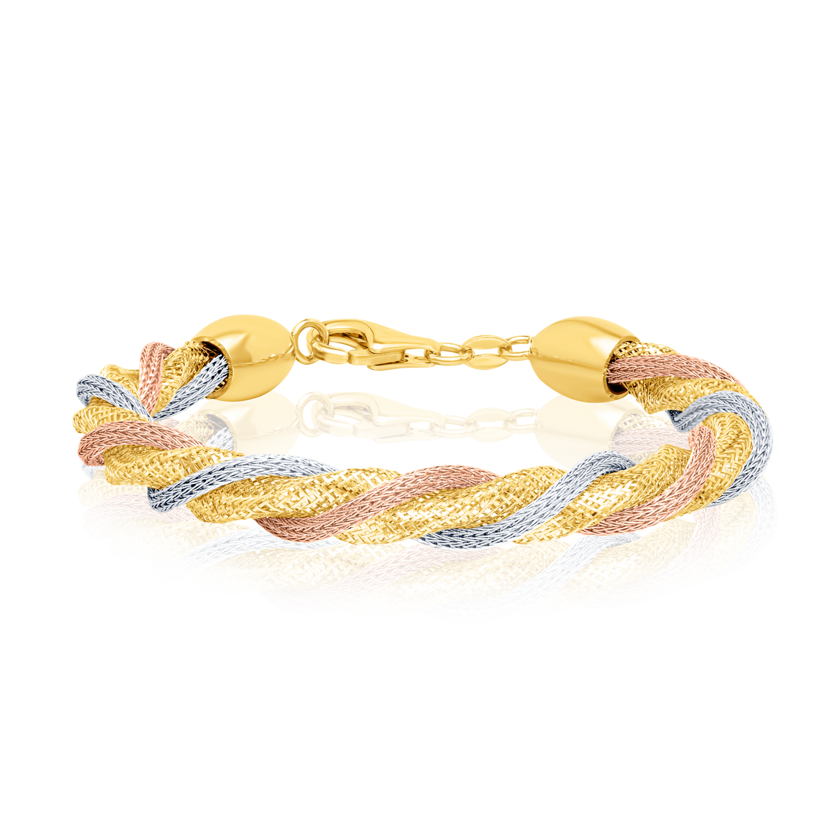 Tangles Gold 18K Pure Gold 3 Color Twisted Bangle Talagold