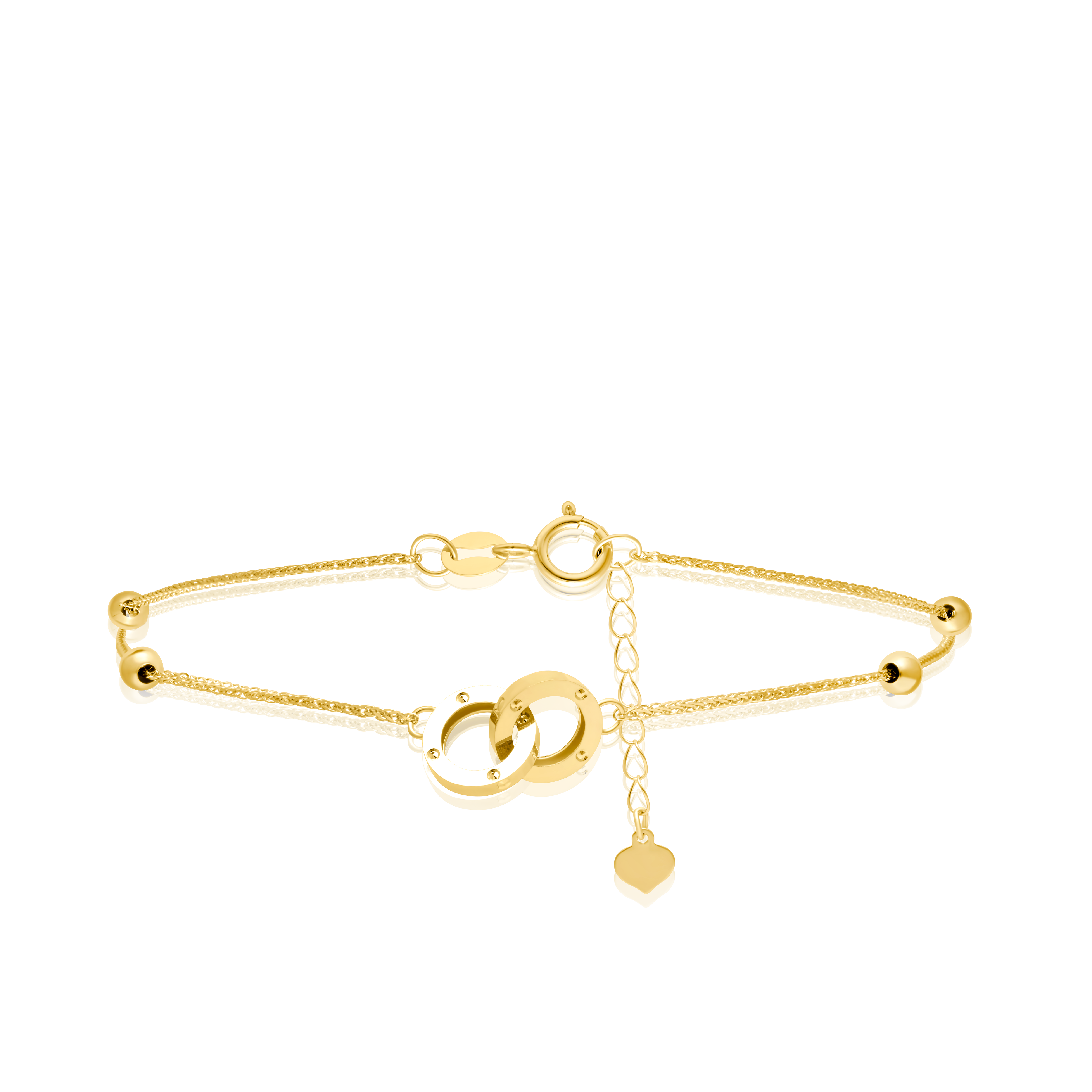 18K Pure Gold 2 Round Locked Seed Bracelet
