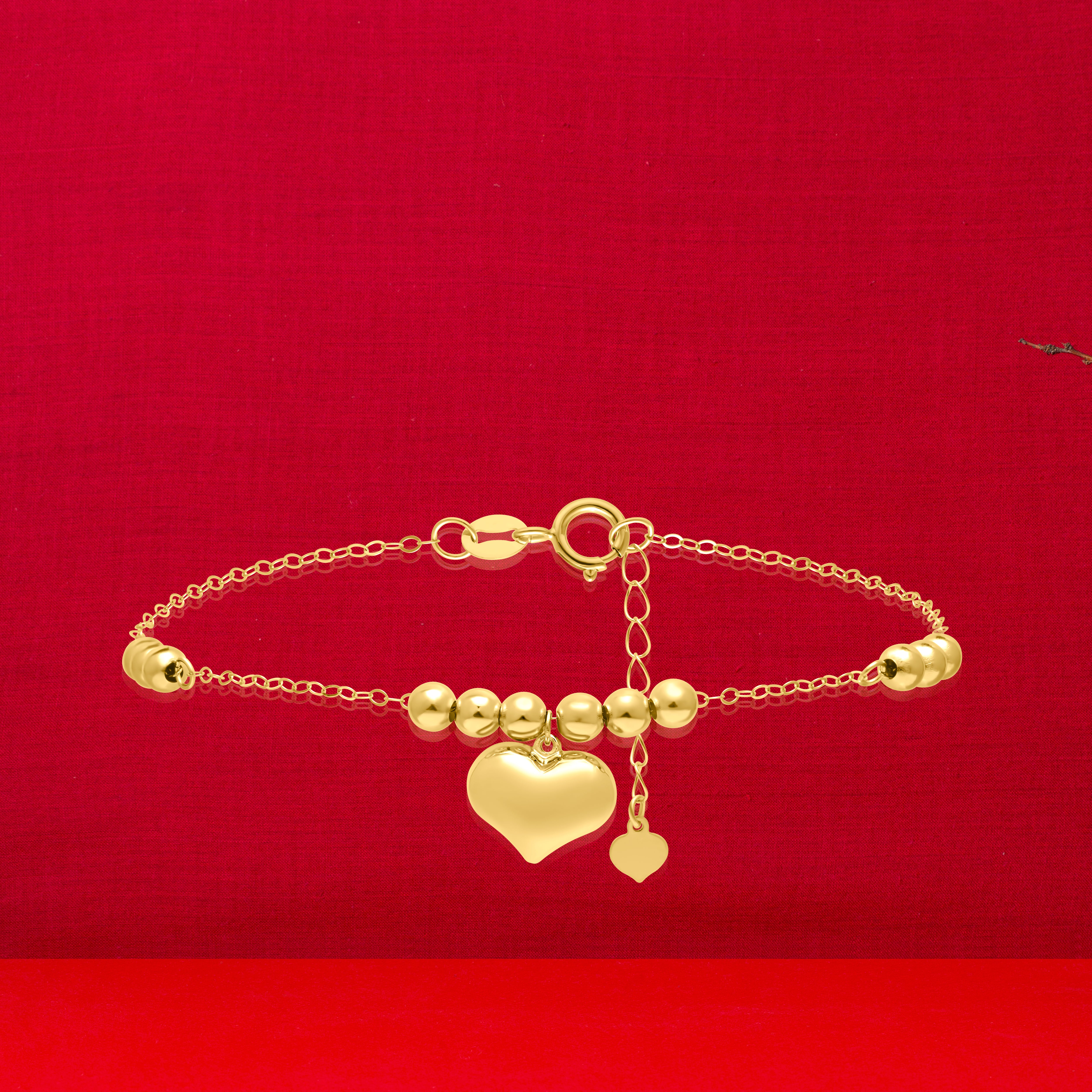 18K Pure Gold Seed Heart Bracelet