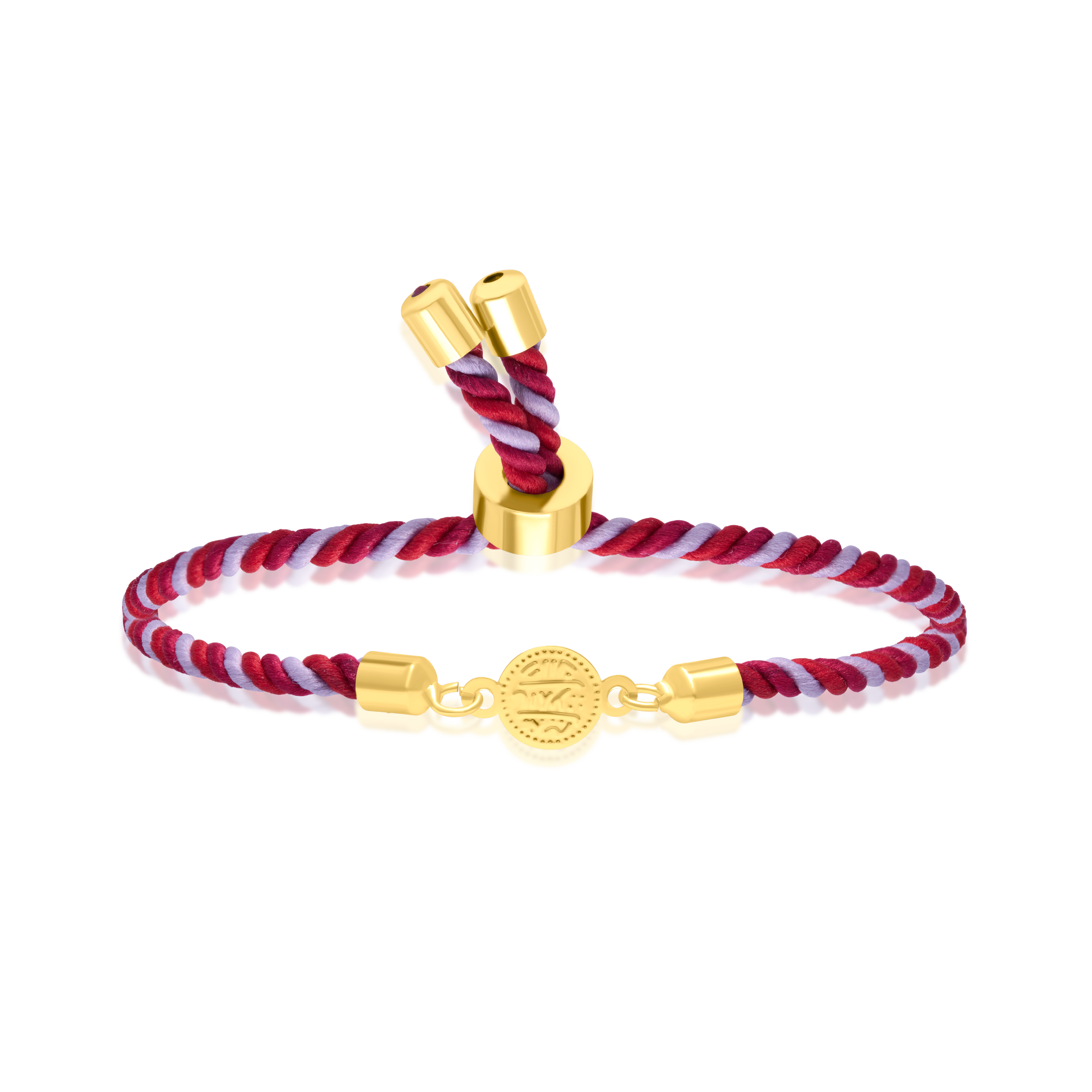 18K Pure Gold Multi Color Thread Coin Bracelet