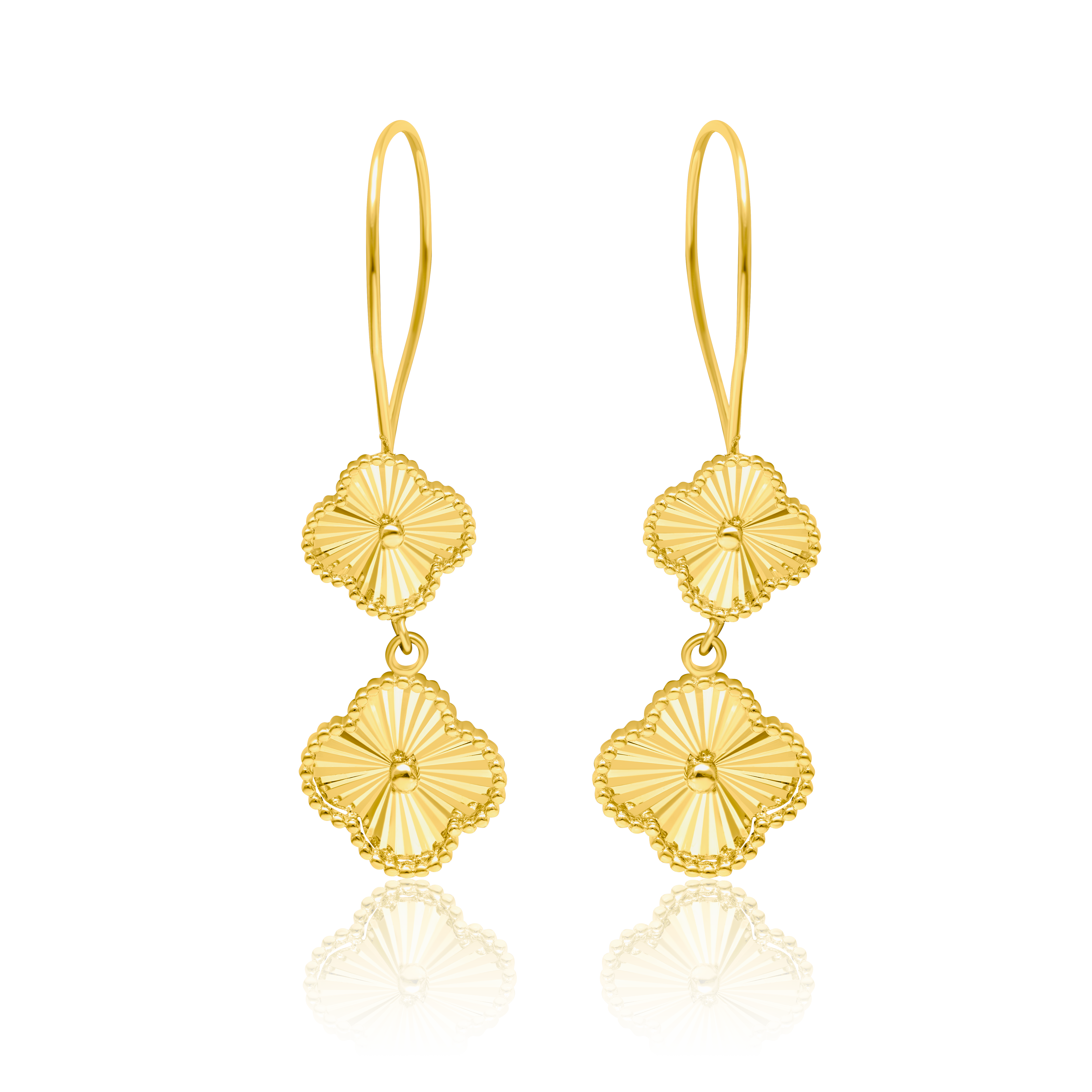 18K Pure Gold Hanging Flower Earring Set Talagold