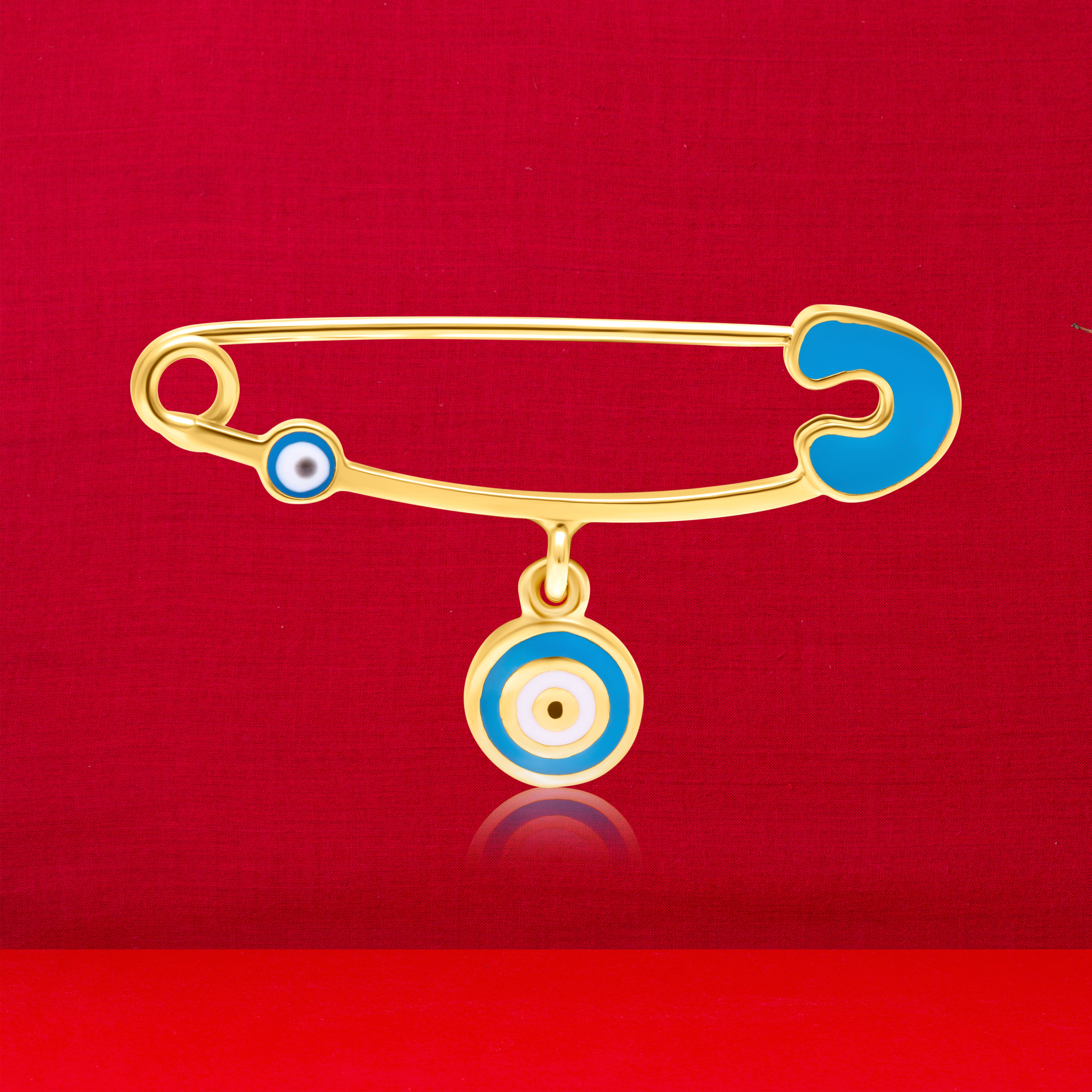 18K Pure Gold Blue Evil Eye Pin