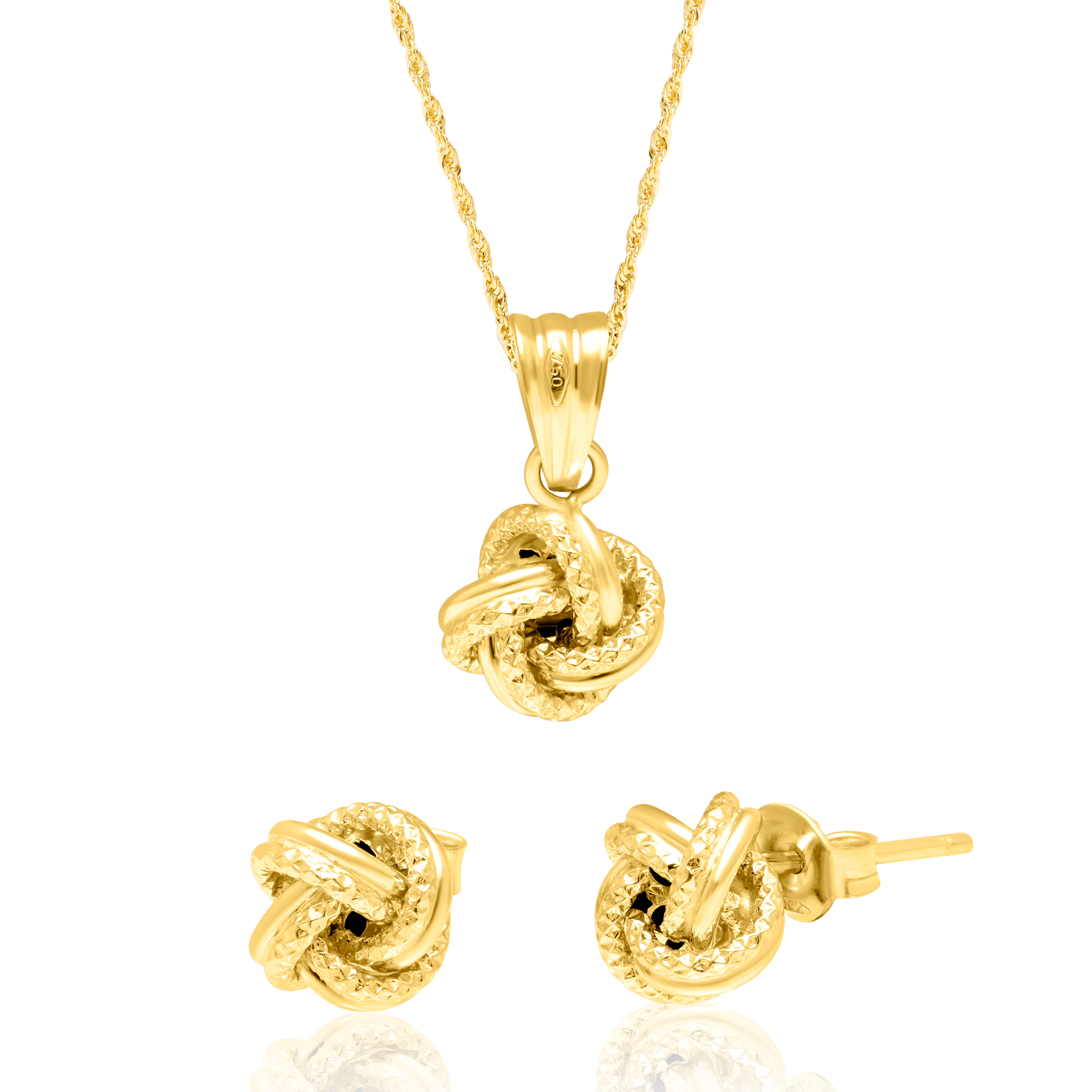 18K Pure Gold Twisted Knot Jewelry Set Talagold