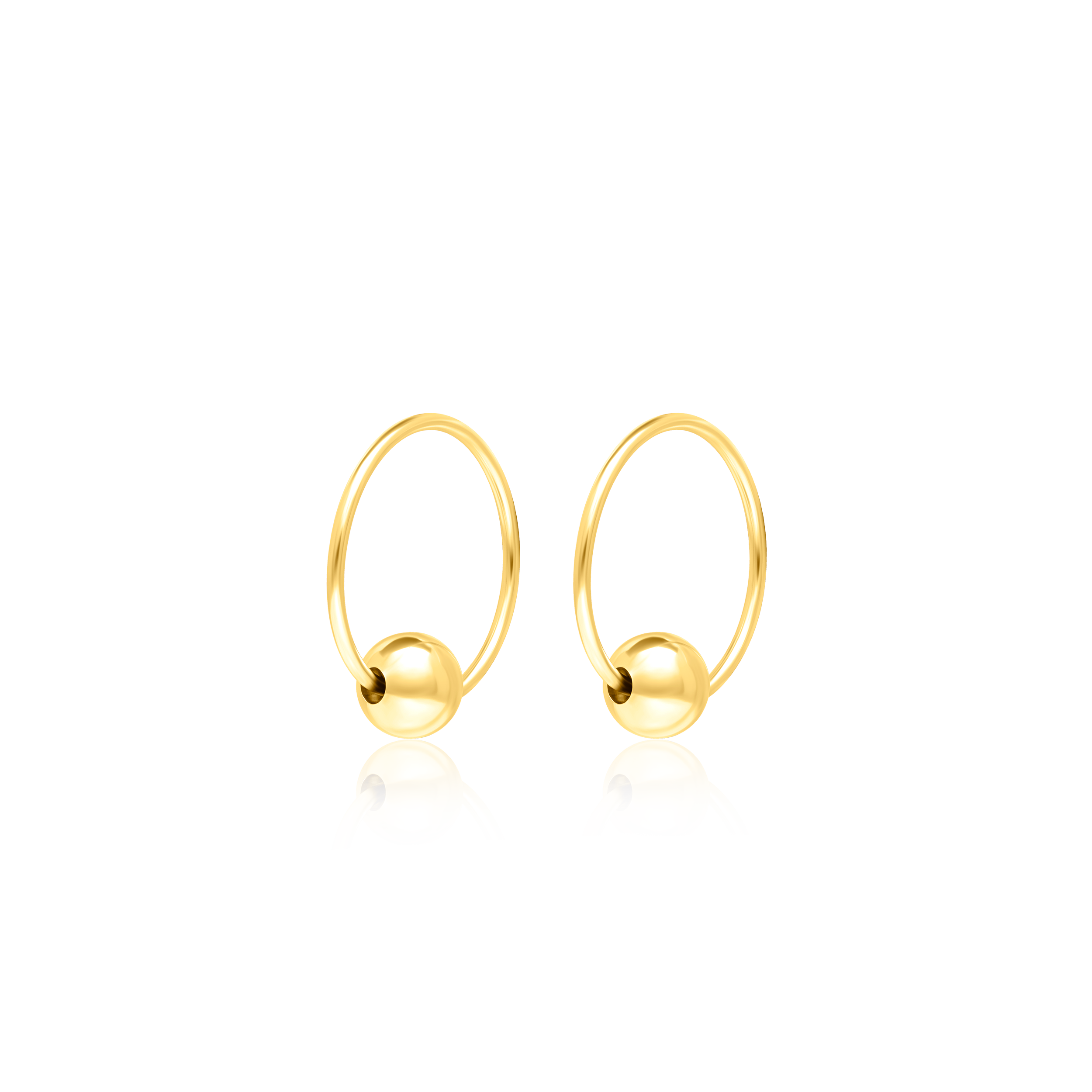 18K Pure Gold Round Ball Earring Set