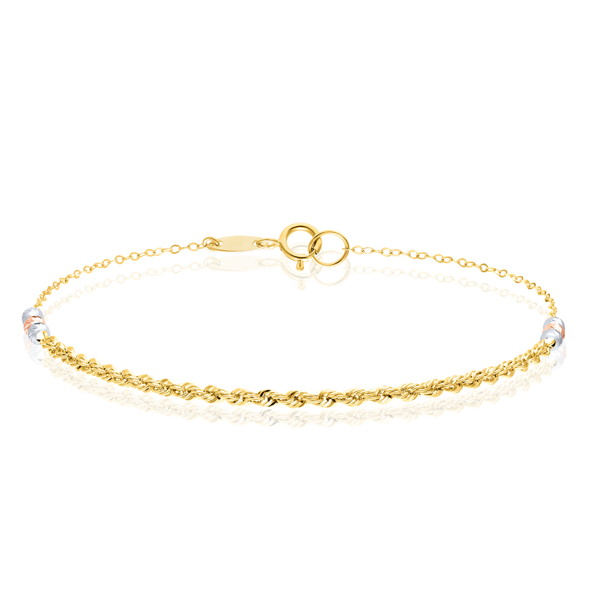 18K Pure Gold 3 Color Seed Rope Bracelet Talagold – Tala Gold Collection