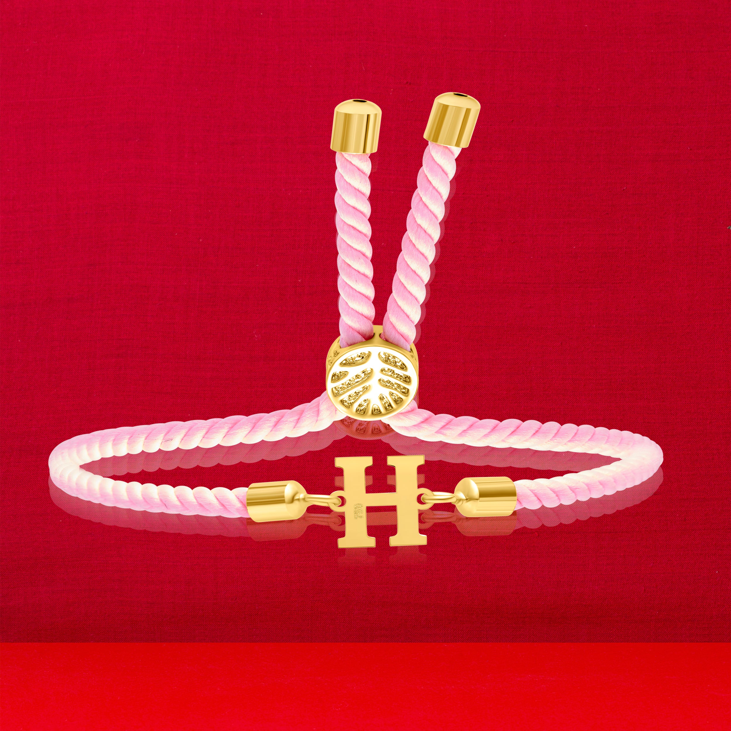 18K Pure Gold Thread Adjustable Letter H Bracelet