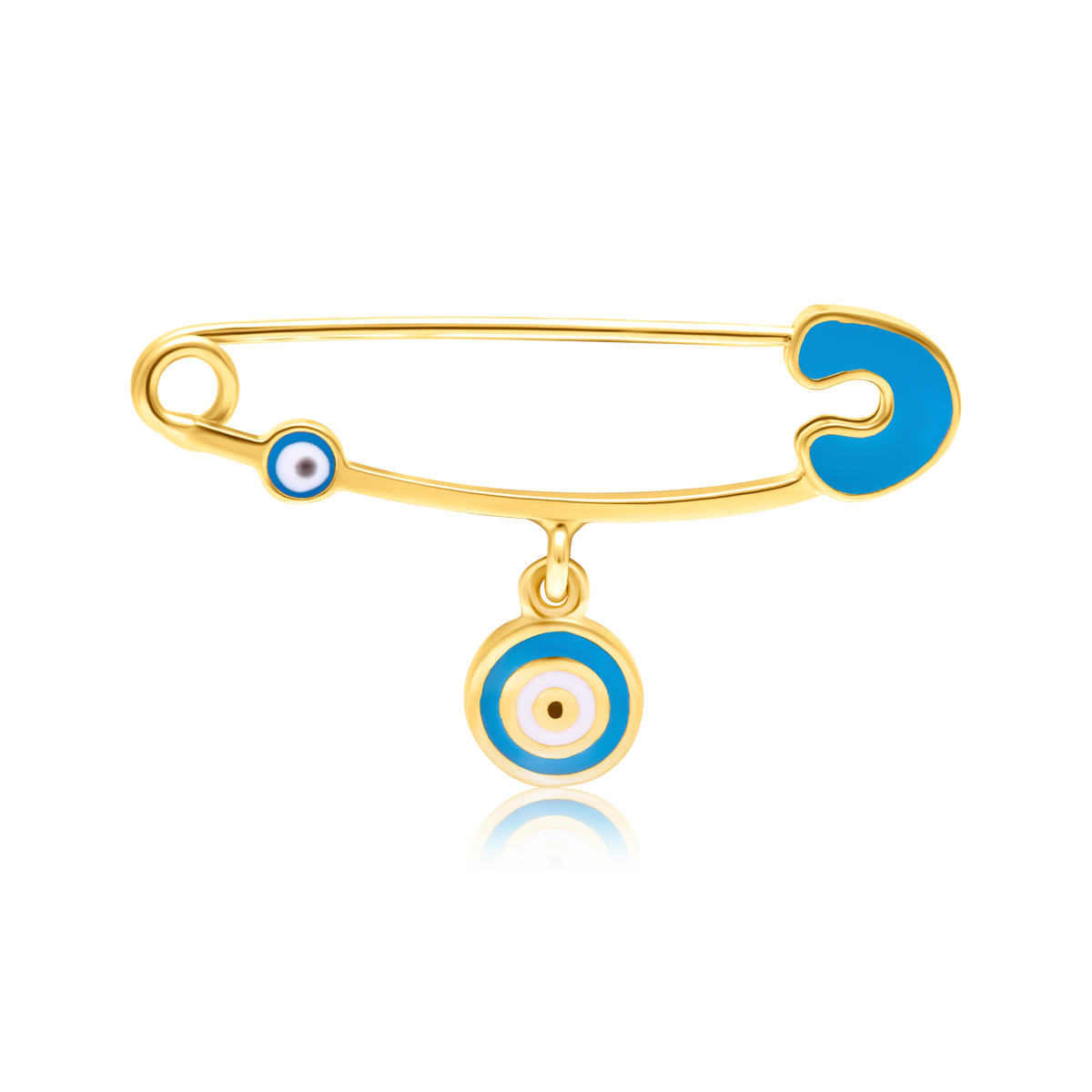 18K Pure Gold Blue Evil Eye Pin