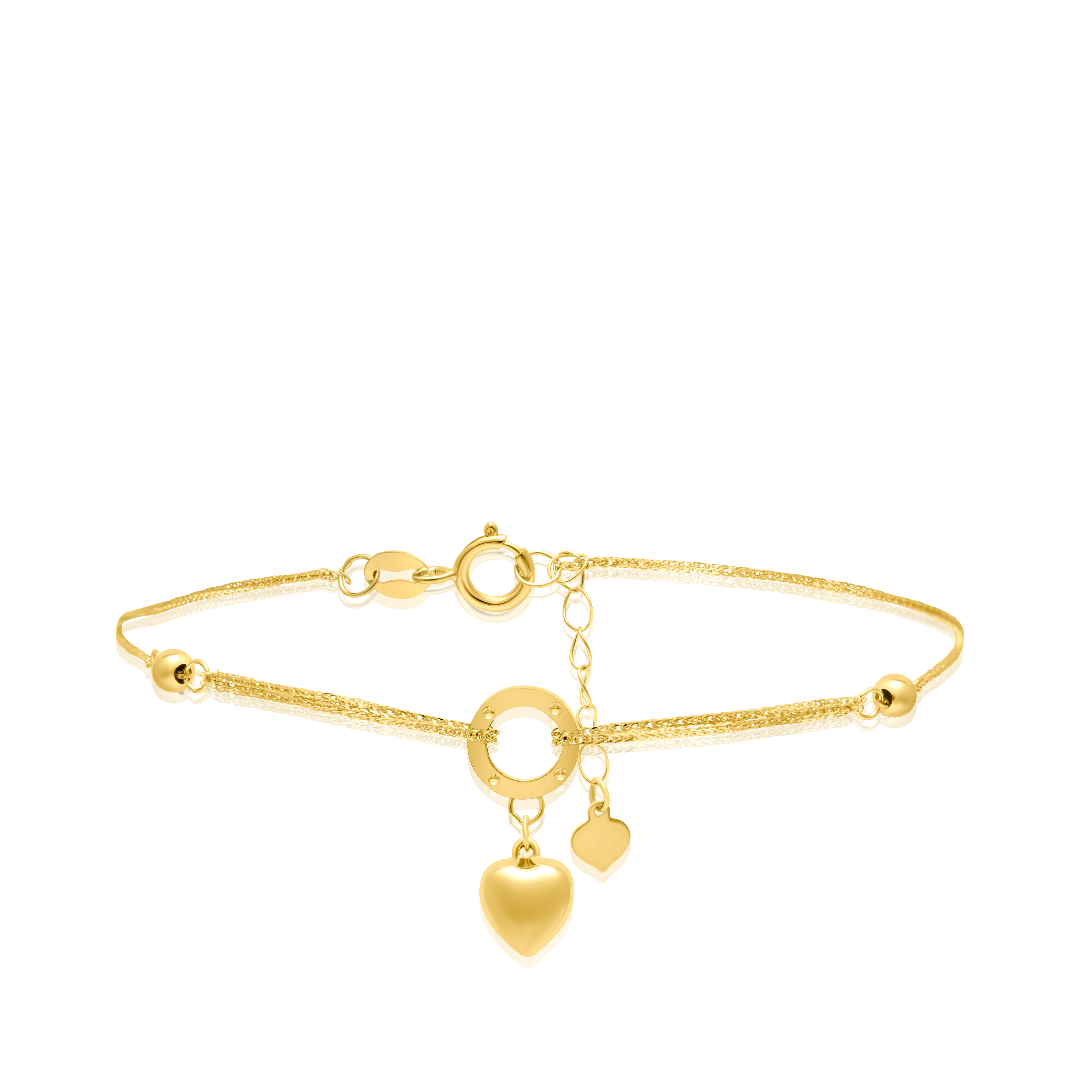 18K Pure Gold Heart Seed Bracelet