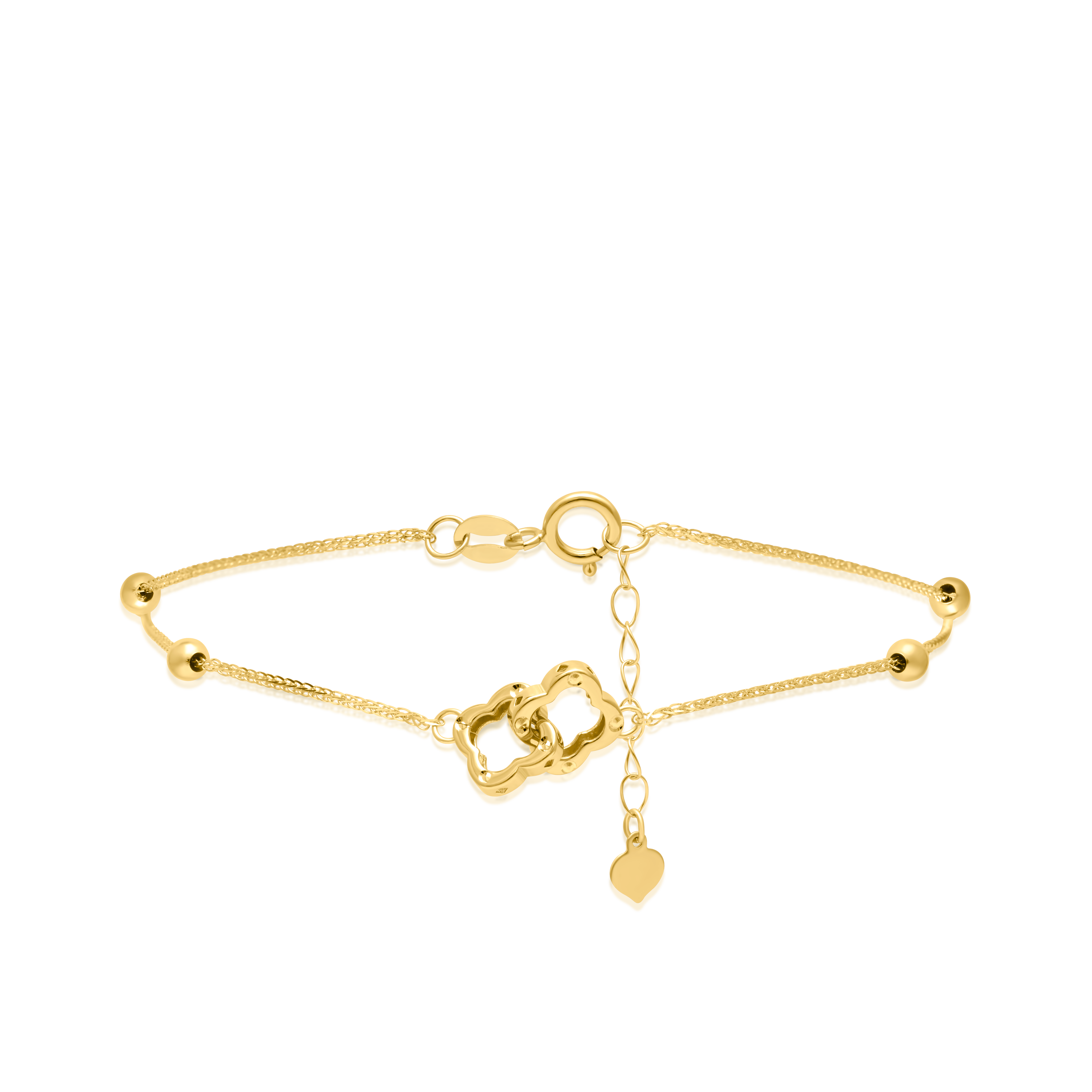 18K Pure Gold 2 Flower Locked Seed Bracelet