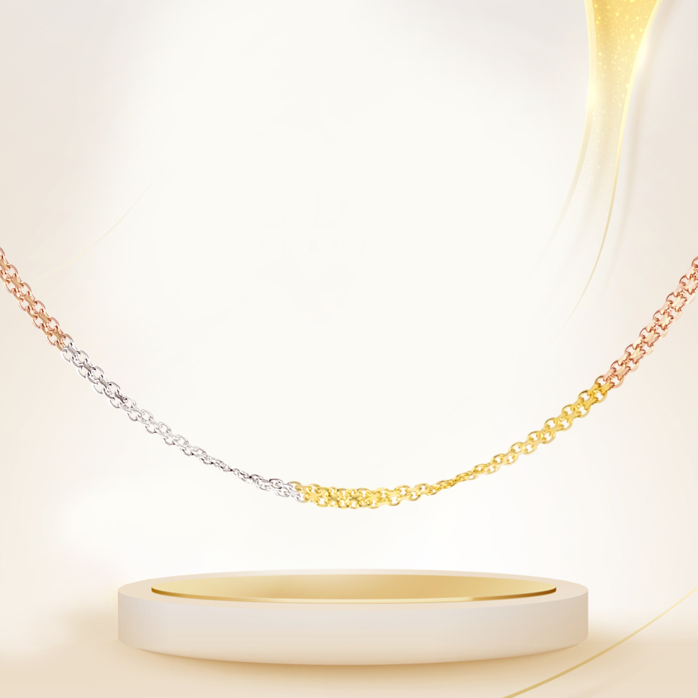 18K Pure Gold 3 Color Thin Chain